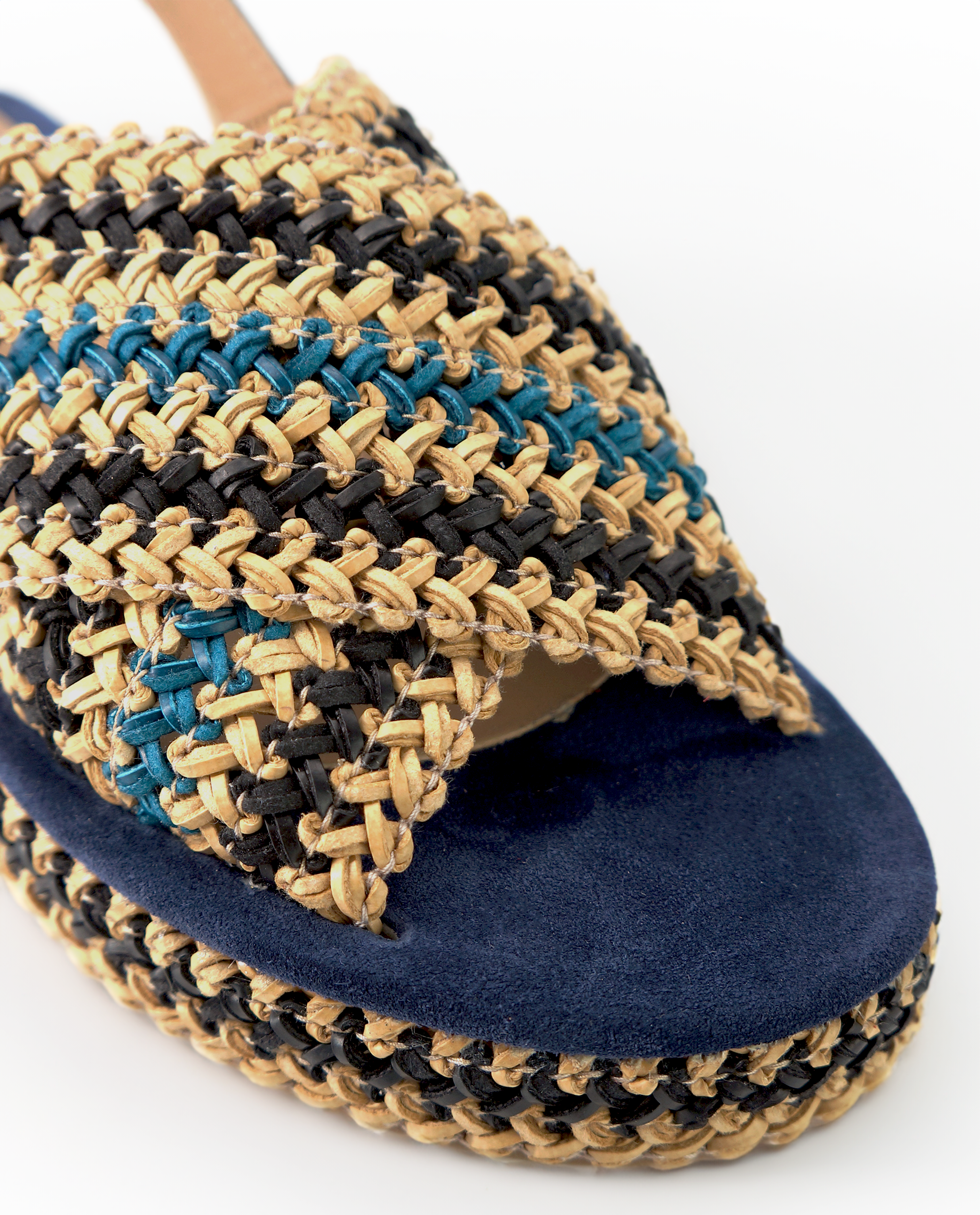 NUR ITALY Raffia flatform sandal, Main, colors, NAVY, NATURAL, CYAN