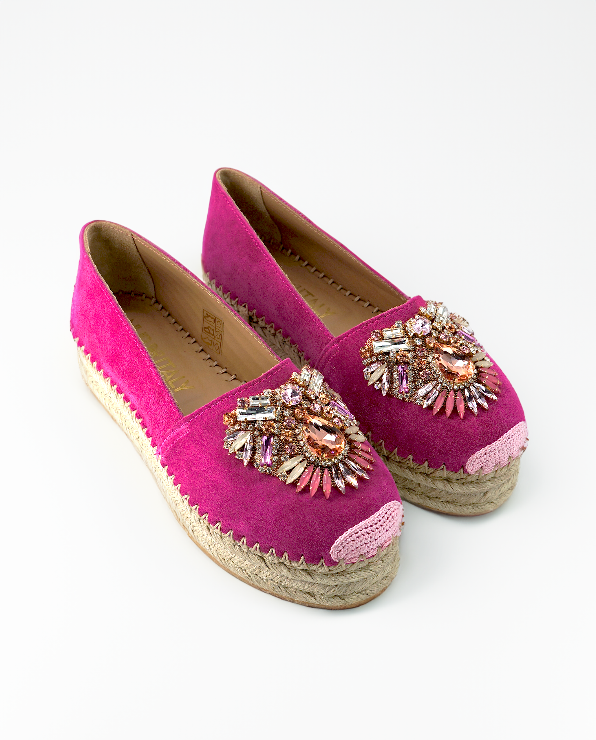 NUR ITALY Fiorella Suede Leather Platform Espadrilles, color, FUCHSIA