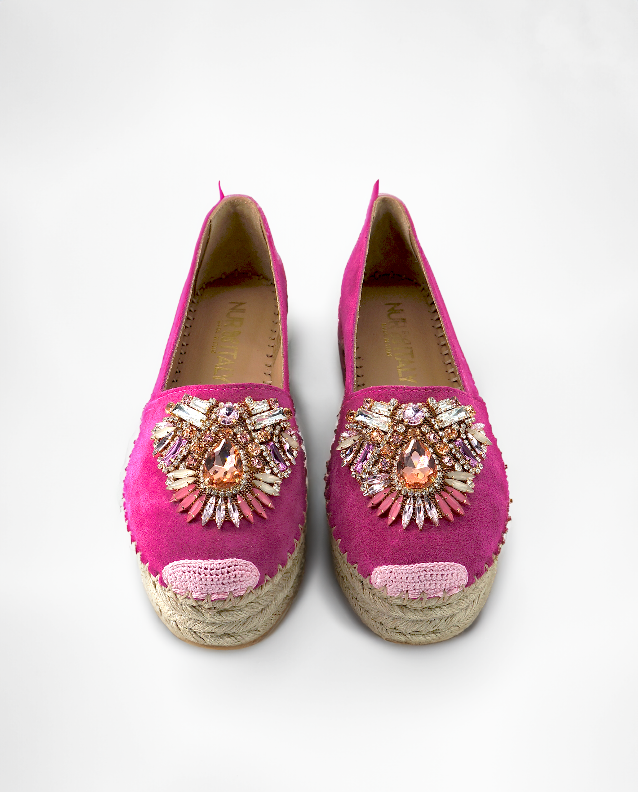 NUR ITALY Fiorella Suede Leather Platform Espadrilles, color, FUCHSIA