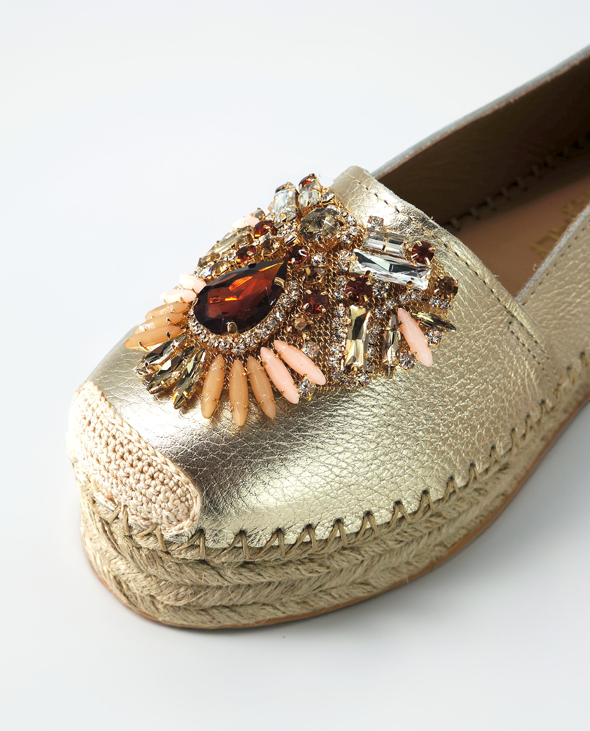 NUR ITALY Fiorella Metallic Leather Platform Espadrilles, color, gold