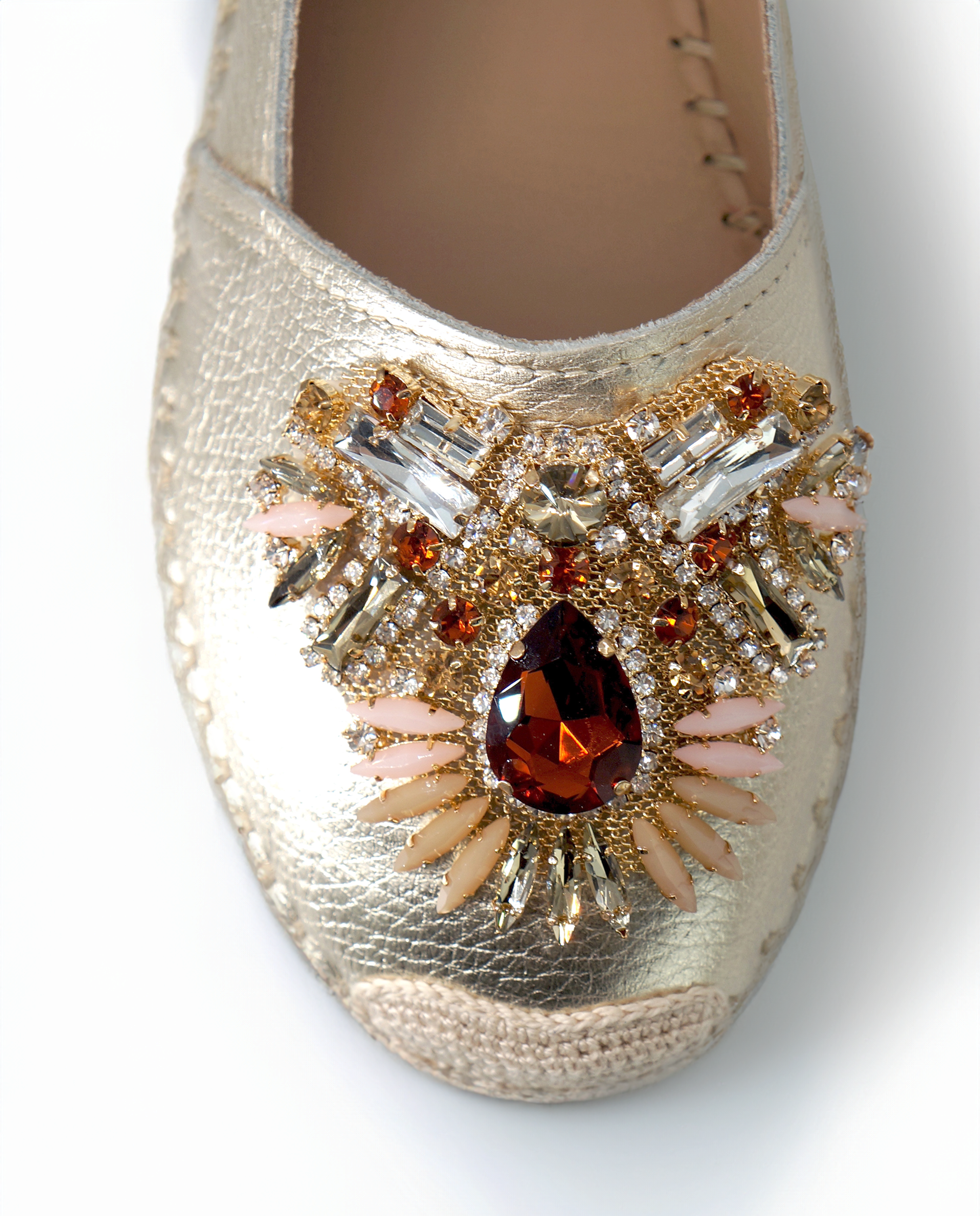 NUR ITALY Fiorella Metallic Leather Platform Espadrilles, color, gold
