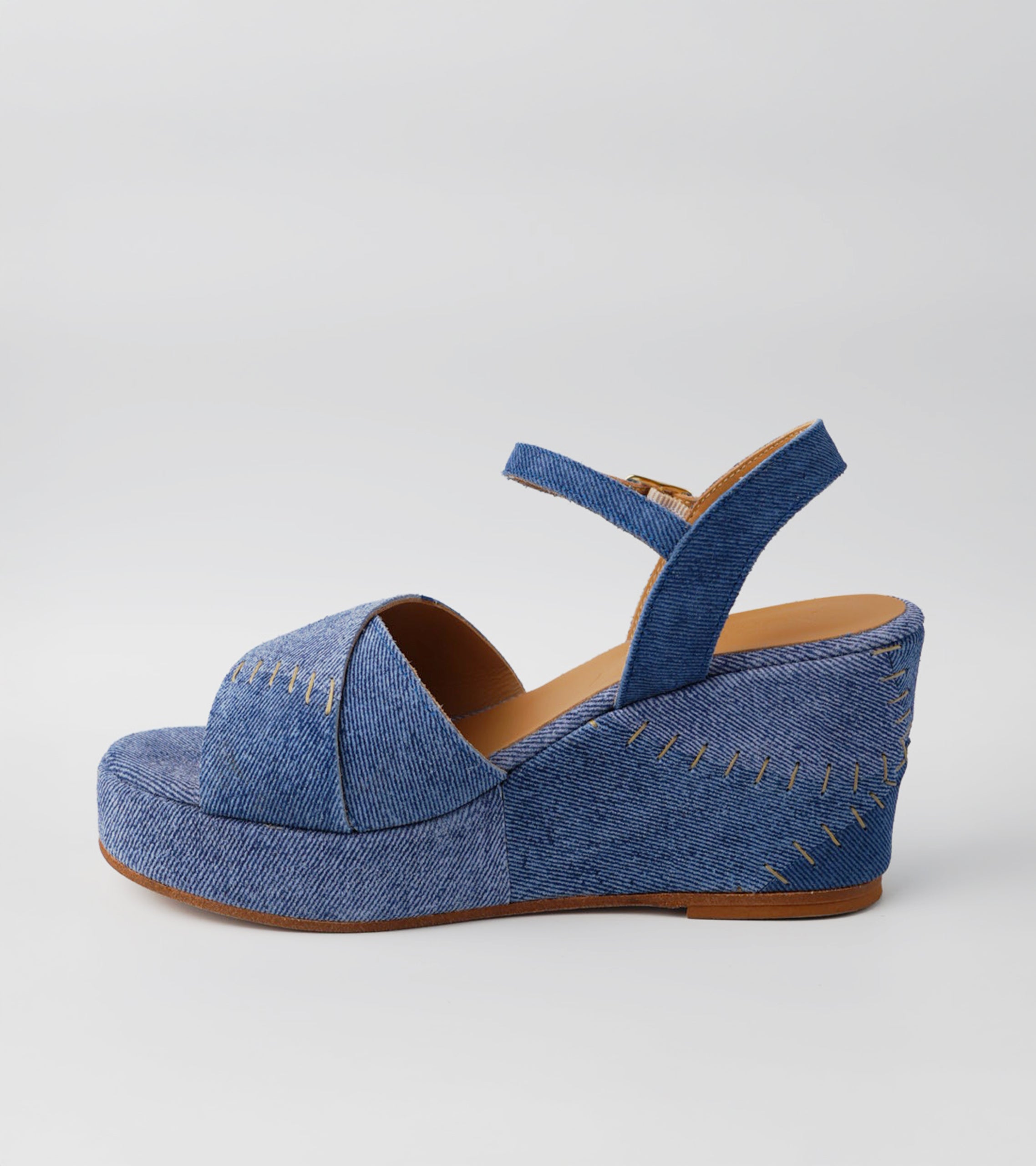 The Benedetta – Two-Tone Blue Suede Wedge Sandal