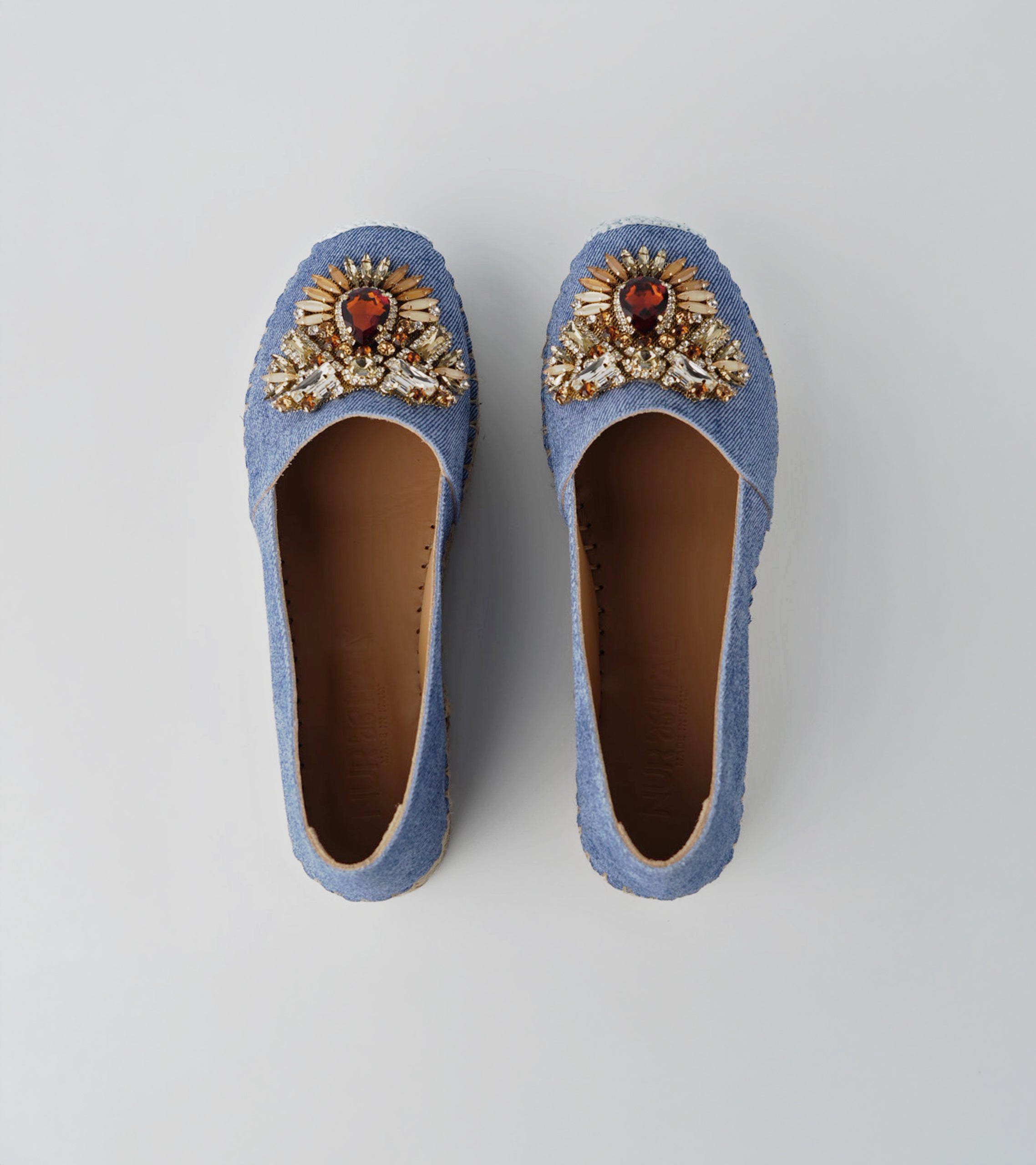 The Gemma - Suede Platform Espadrille with Crystal & Gemstone Embellishment