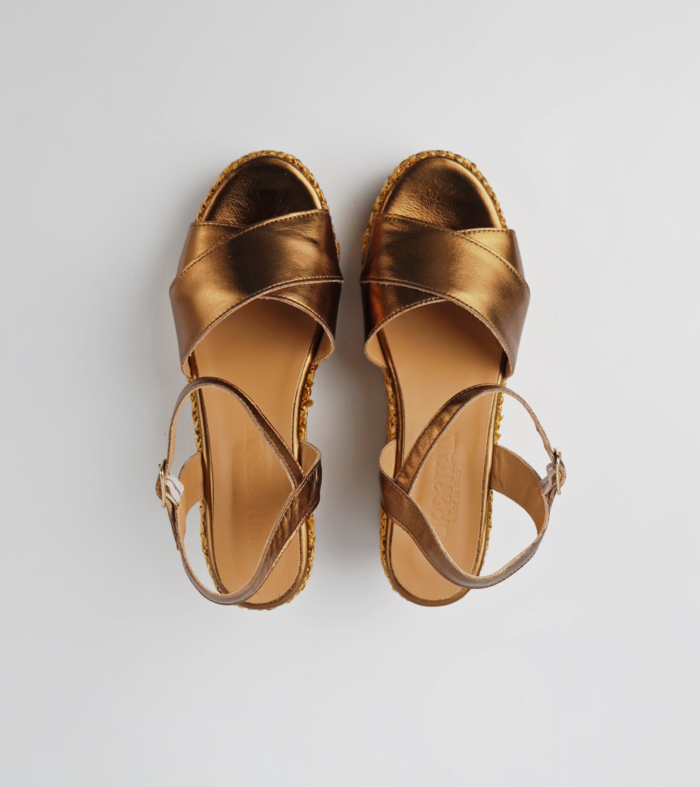 The Marisa - Bronzo Laminato Leather Wedge Sandal