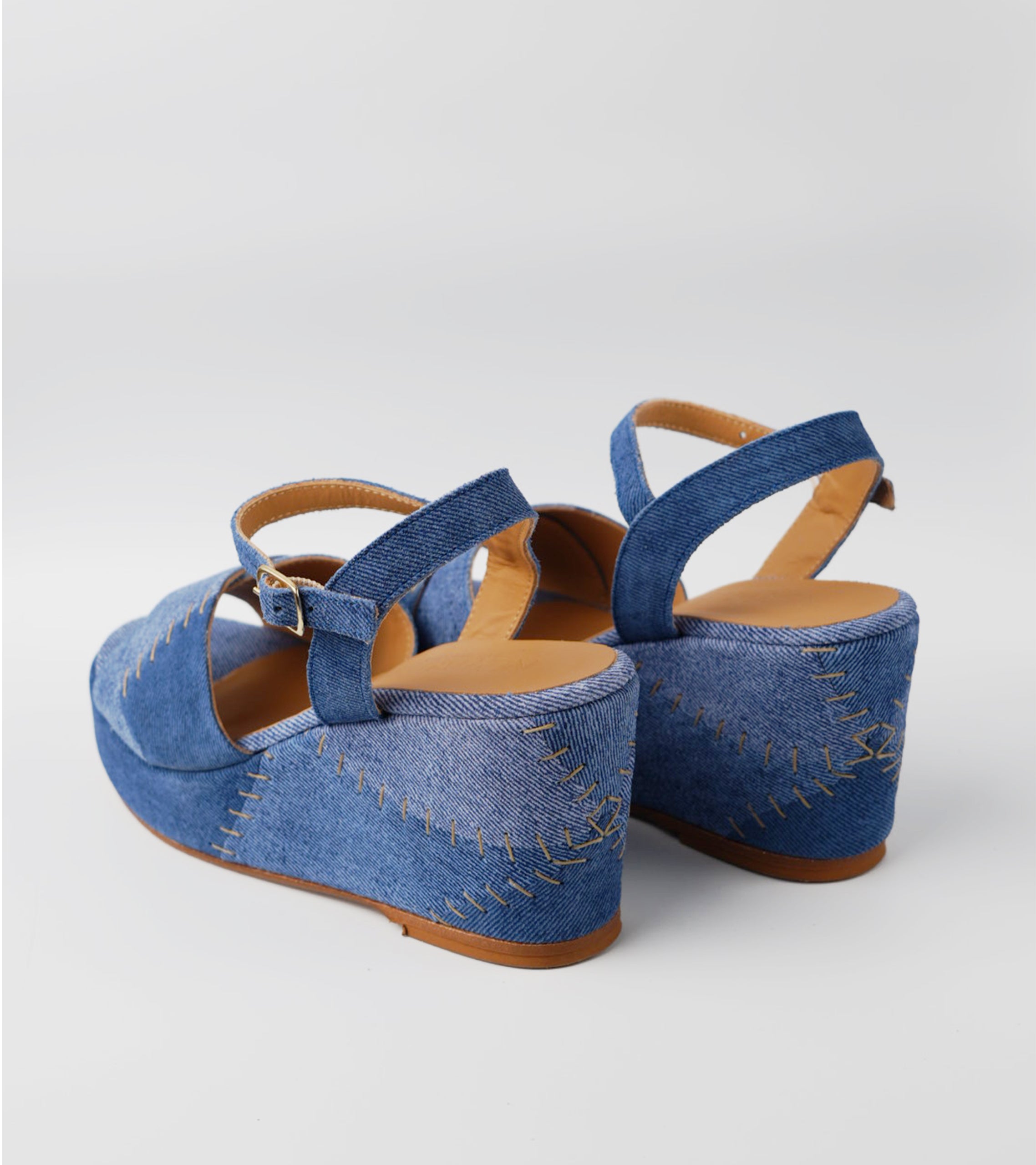 The Benedetta – Two-Tone Blue Suede Wedge Sandal