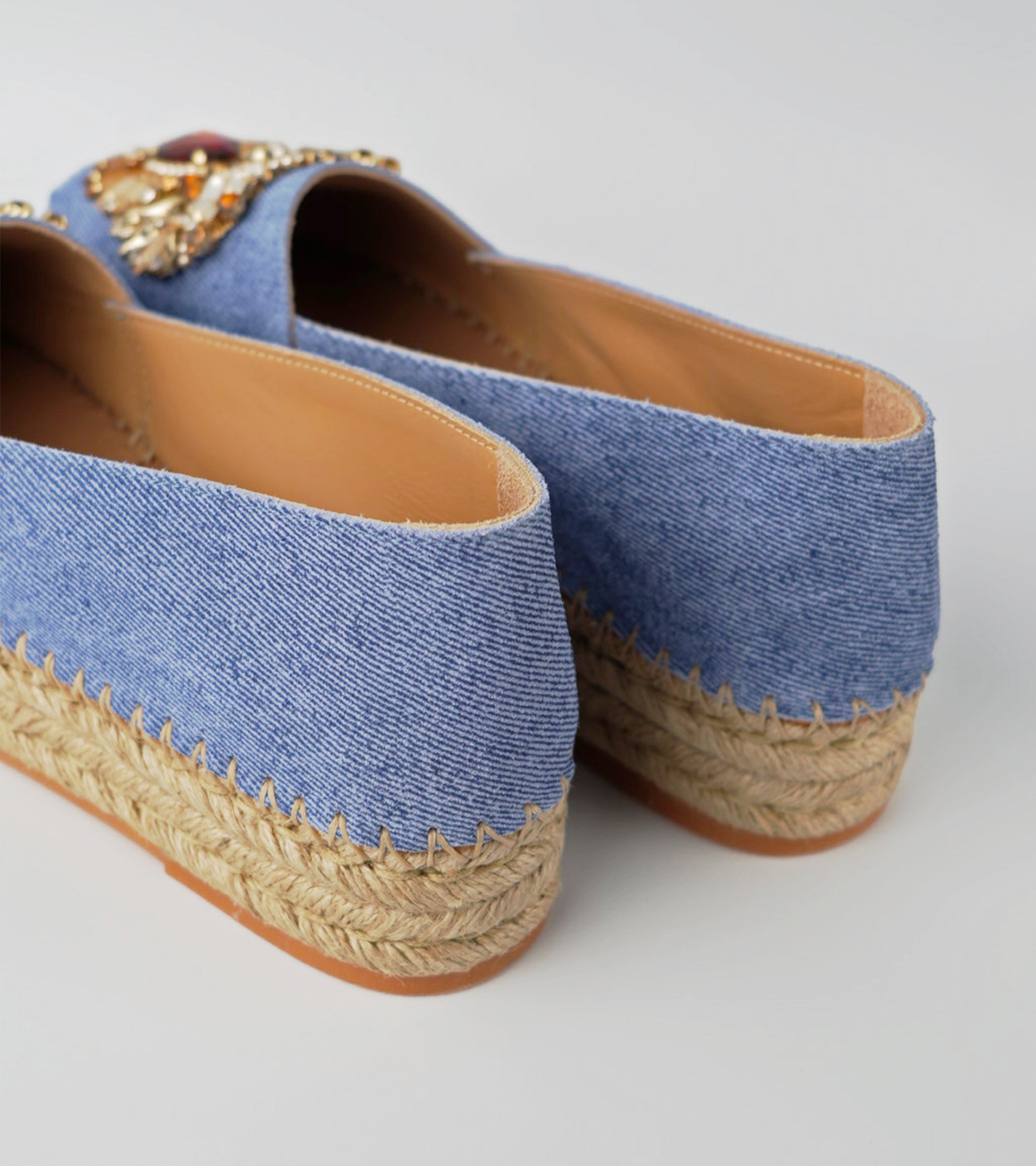 The Gemma - Suede Platform Espadrille with Crystal & Gemstone Embellishment
