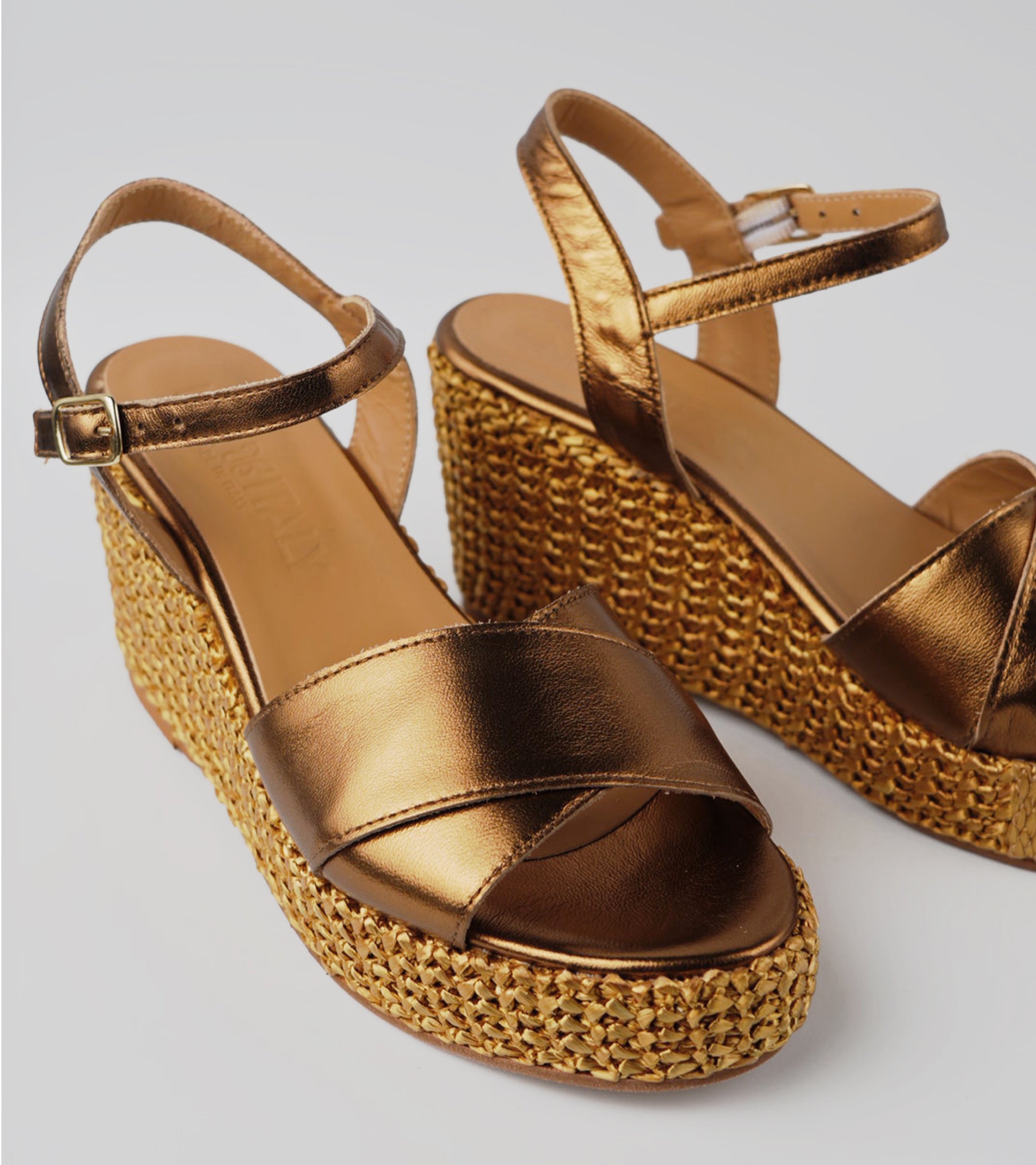 The Marisa - Bronzo Laminato Leather Wedge Sandal