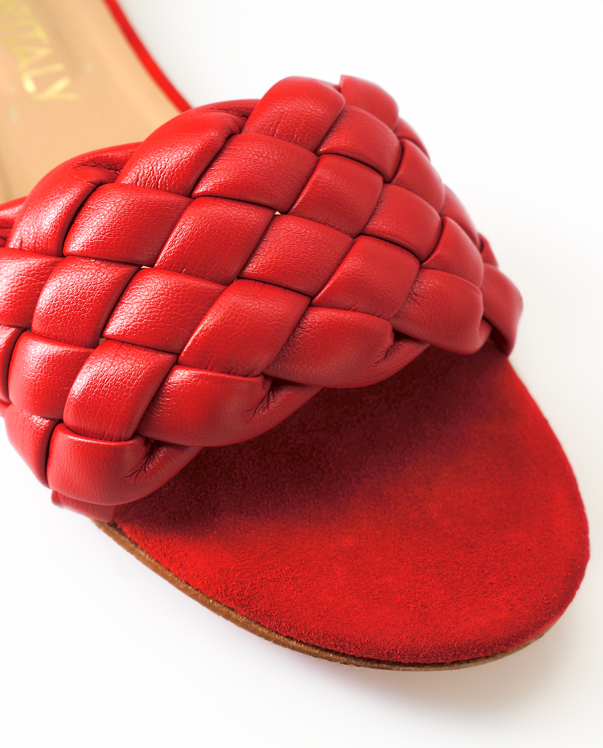 NUR ITALY Serafina Braided Italian Leather Sandal, Main, color, RED #color_varese fire