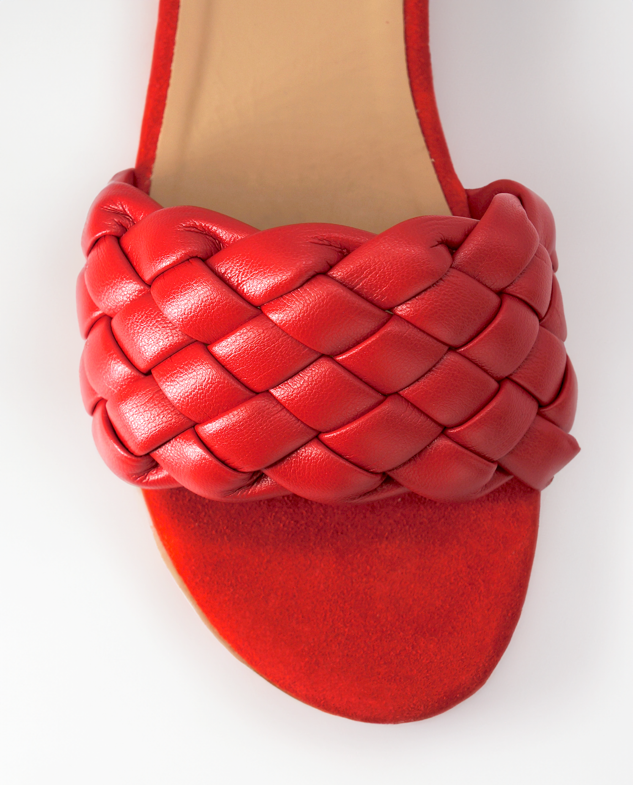 NUR ITALY Serafina Braided Italian Leather Sandal, Main, color, RED #color_varese fire