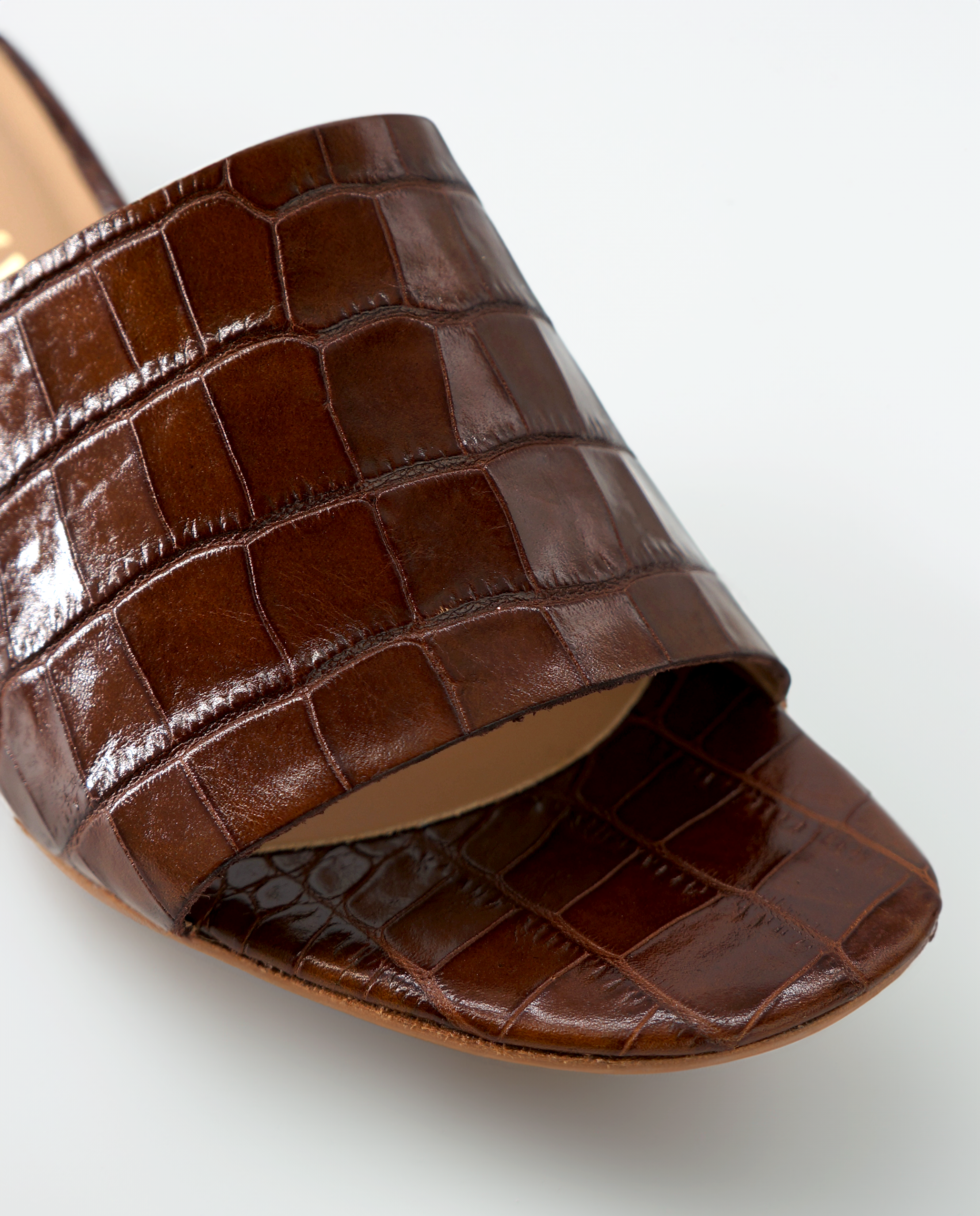 NUR ITALY Stella Croc Block Heel Mules, color, TAN #color_palermo tan