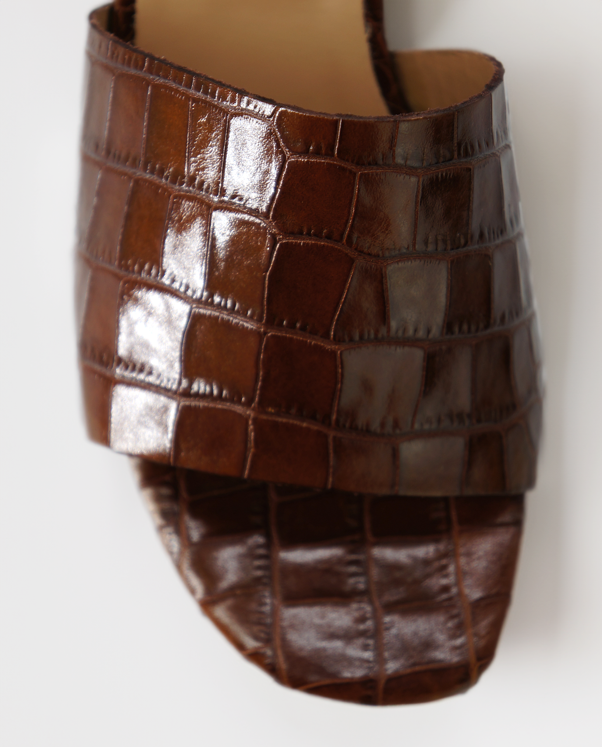 NUR ITALY Stella Croc Block Heel Mules, color, TAN #color_palermo tan