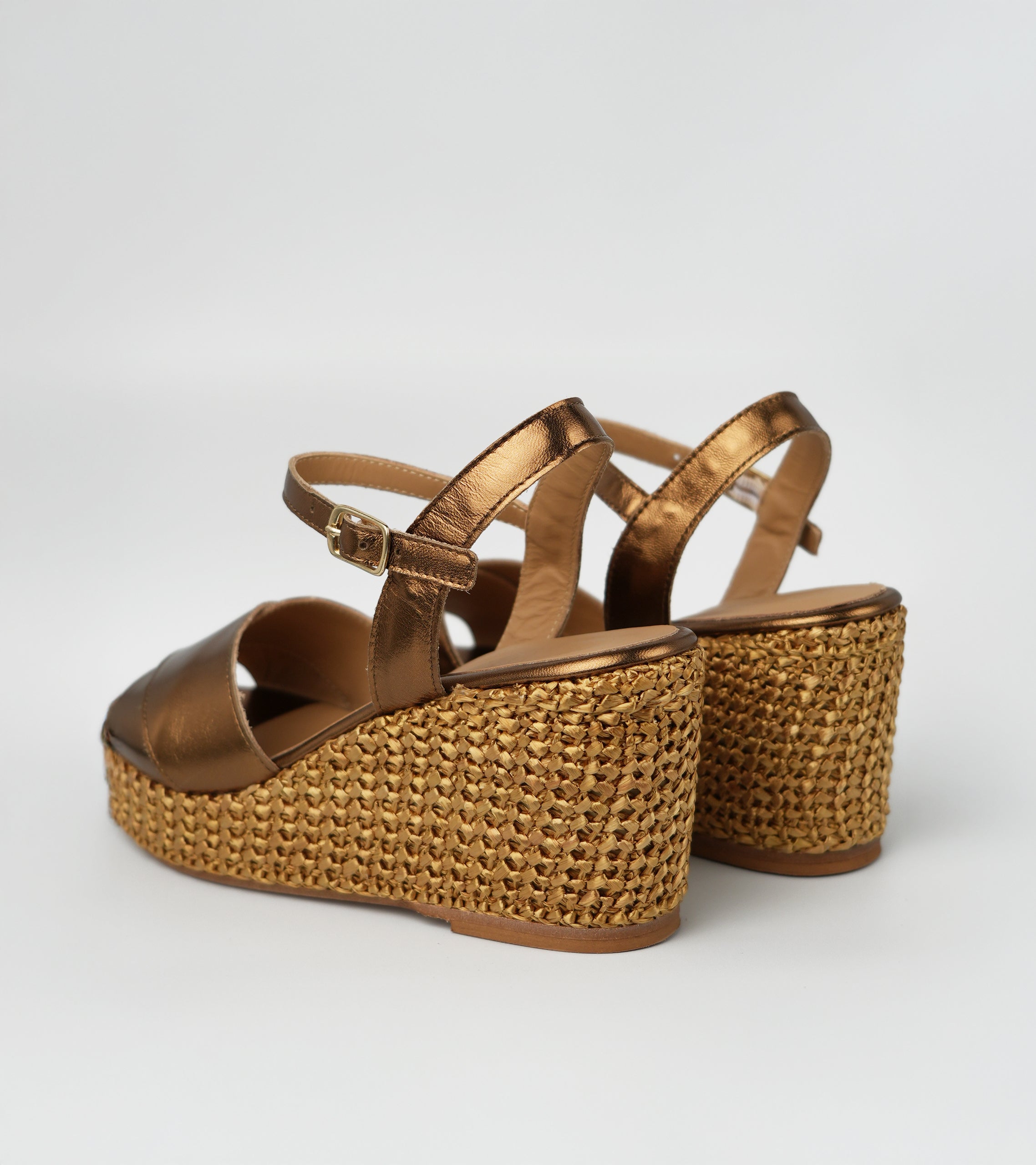 The Marisa - Bronzo Laminato Leather Wedge Sandal