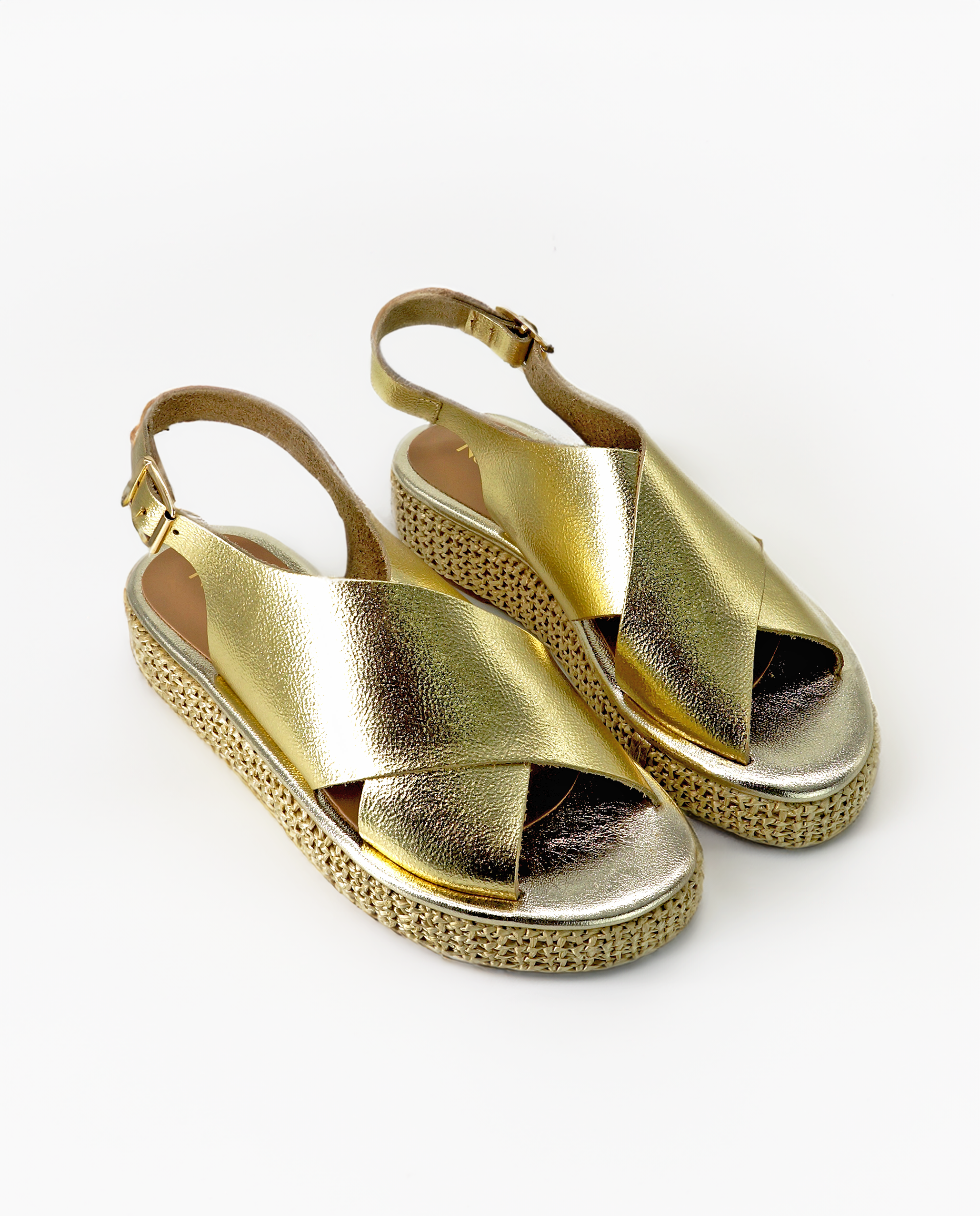 NUR ITALY Vittoria Metallic Flatform Sandal, color, GOLD