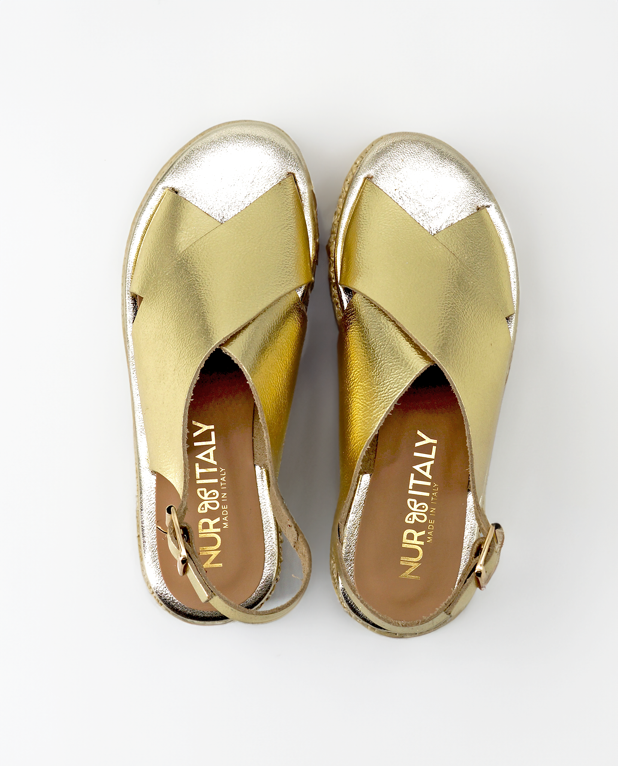 NUR ITALY Vittoria Metallic Flatform Sandal, color, GOLD