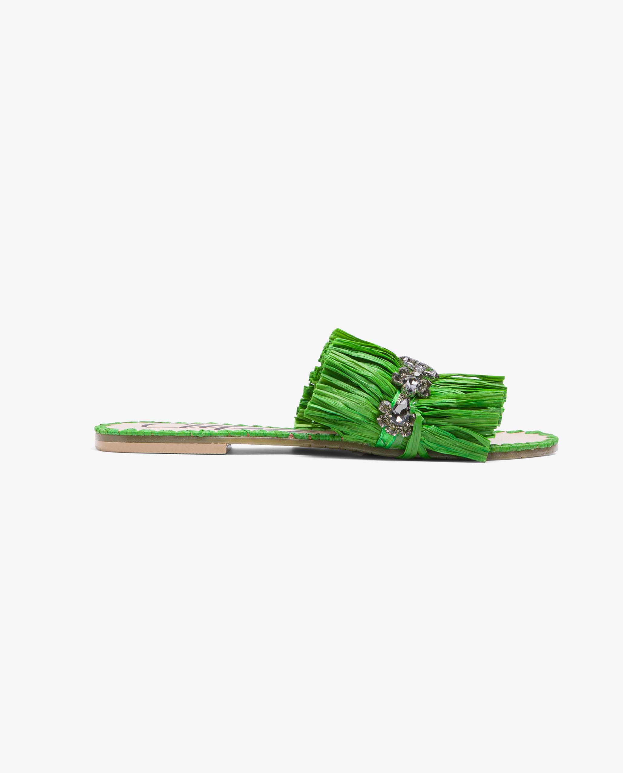 NUR ITALY CUPLE Julieta Raffia Flat Sandal, color, GREEN #color_green