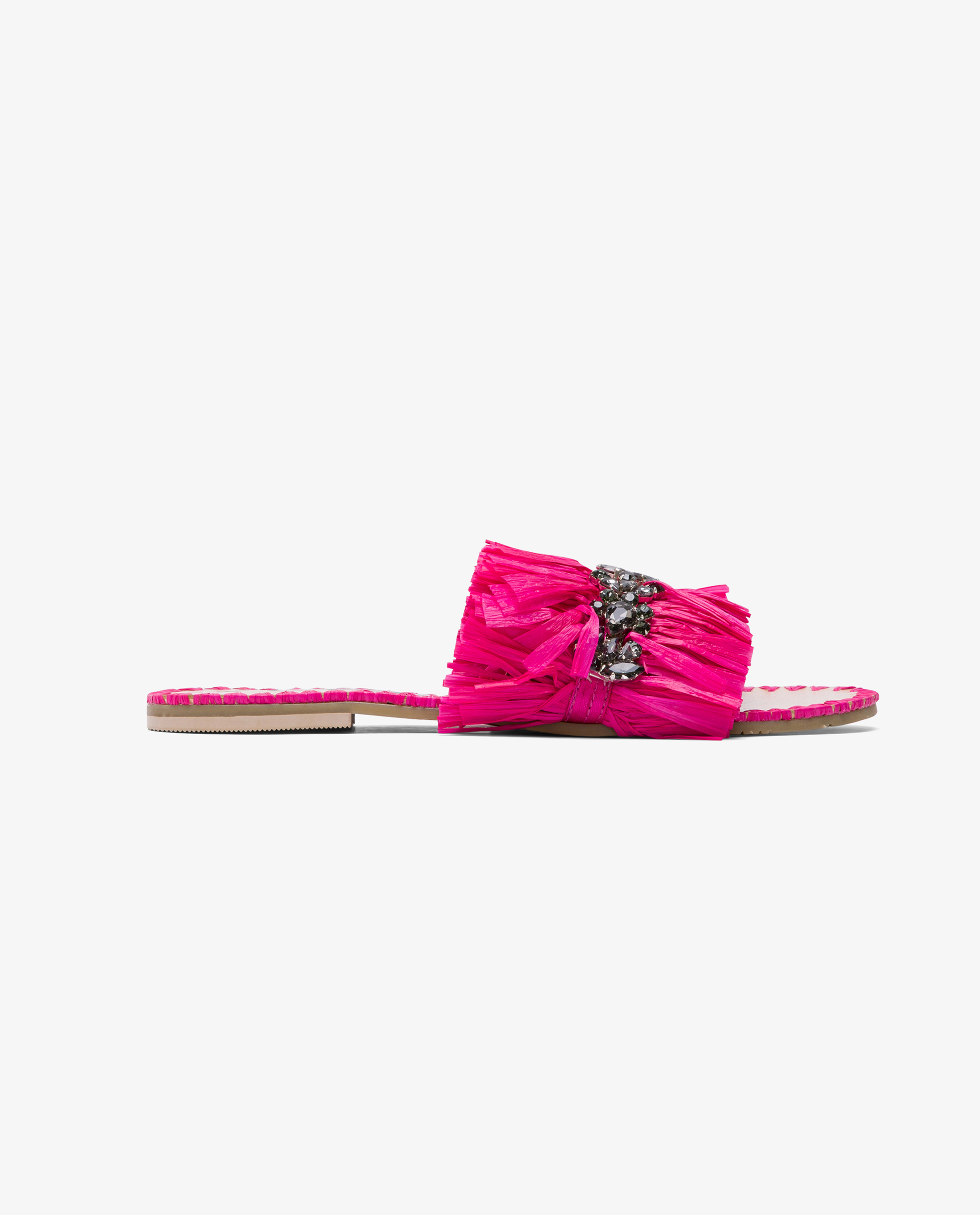 NUR ITALY CUPLE Julieta Raffia Flat Sandal, color, FUCHSIA #color_fuchsia