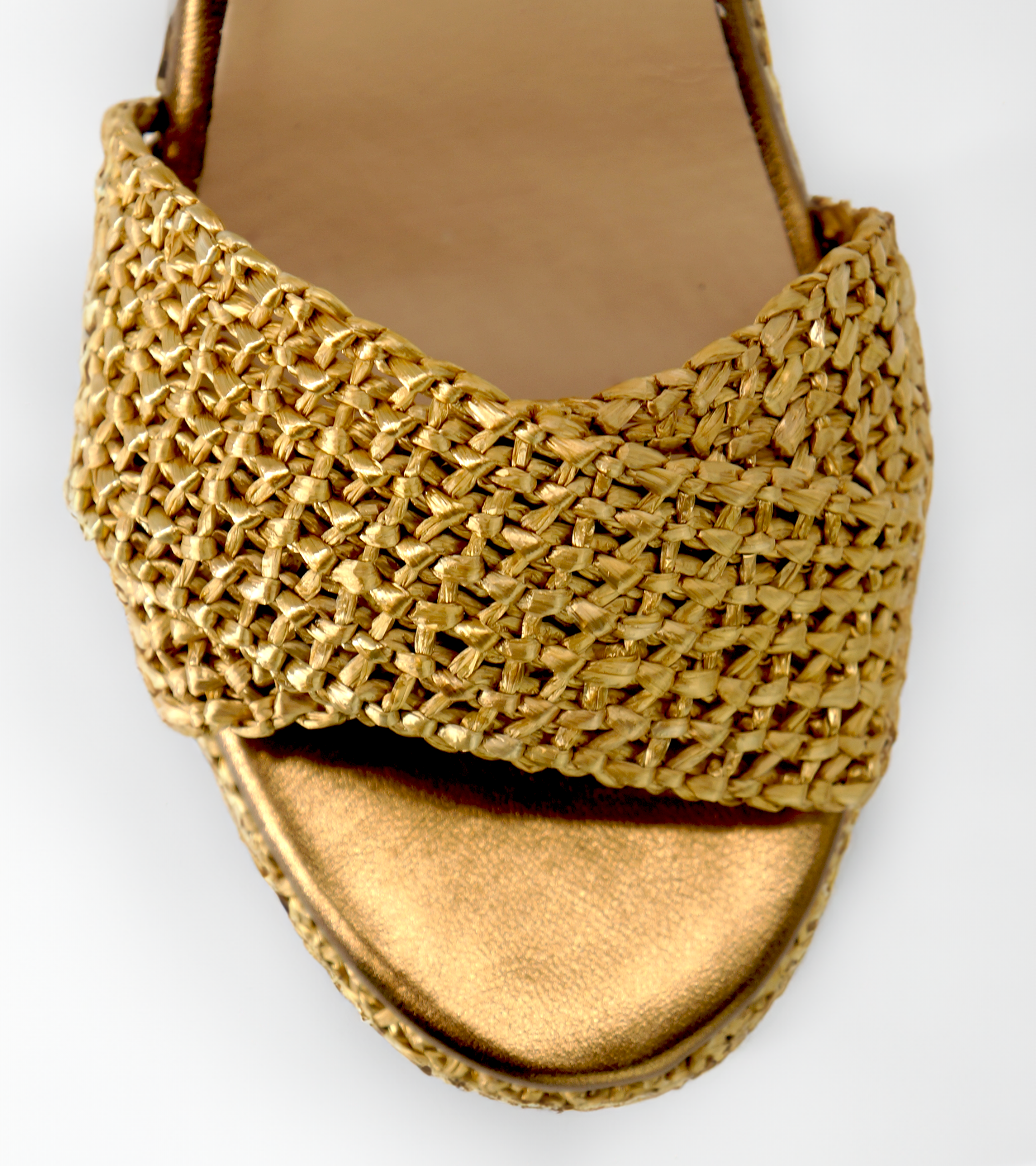 NUR ITALY Francesca Raffia Wedge Sandal, color, bronze