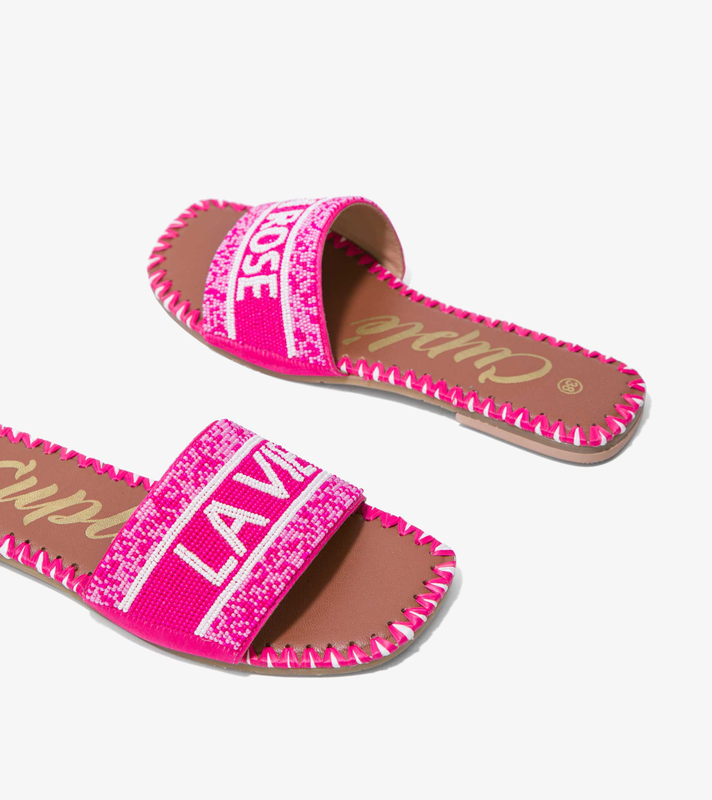 The Lola - Pink Beaded Flat Sandals