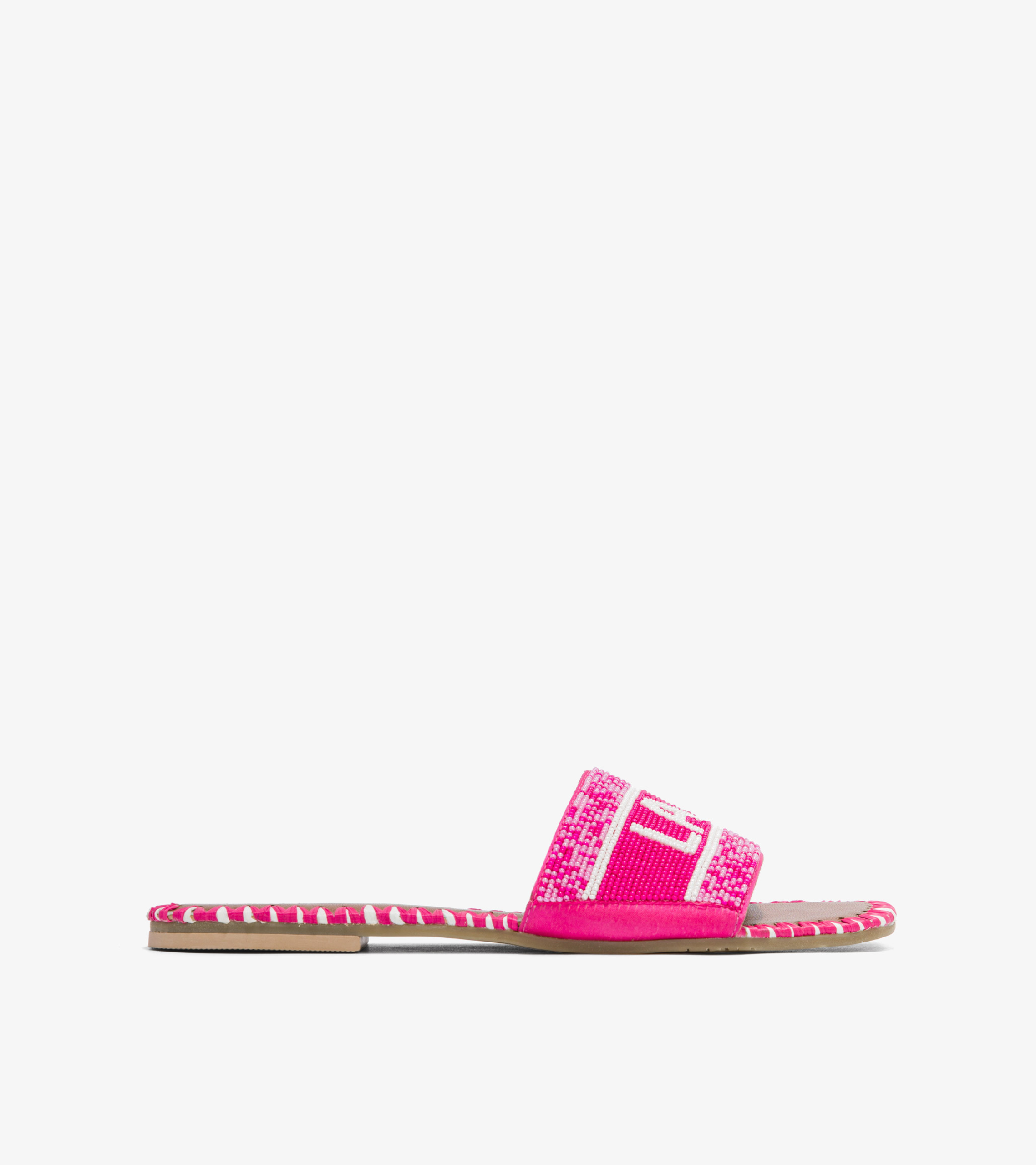 The Lola - Pink Beaded Flat Sandals