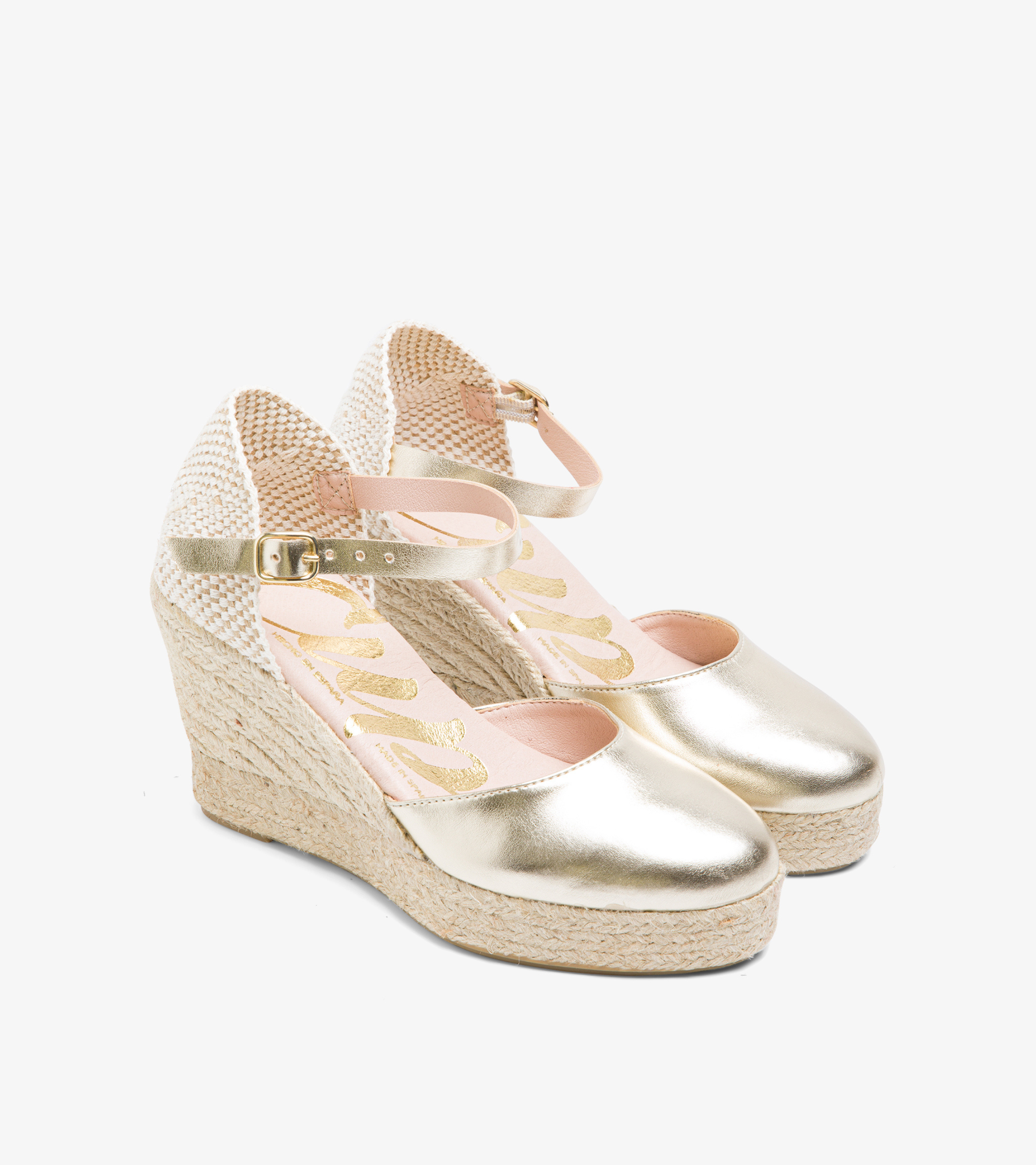 The Rosario - Metallic Leather Espadrille Wedge Sandals