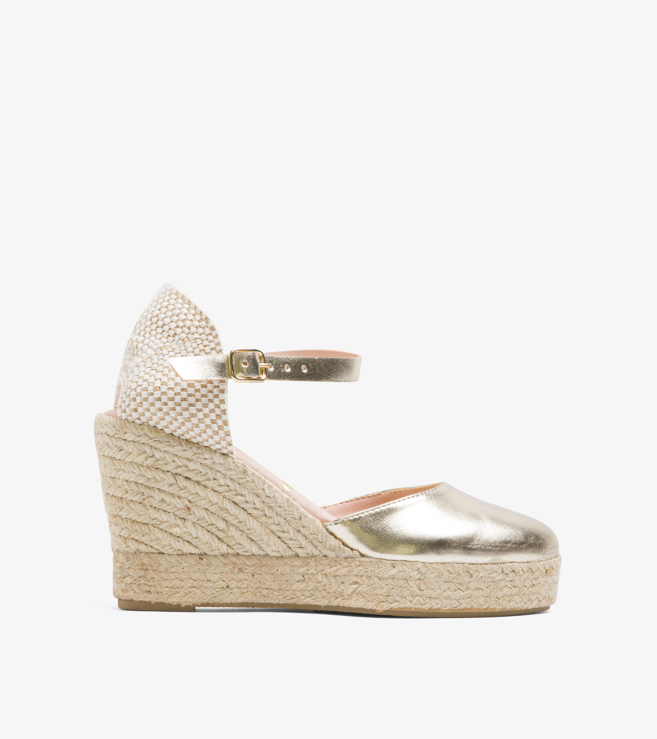 The Rosario - Metallic Leather Espadrille Wedge Sandals