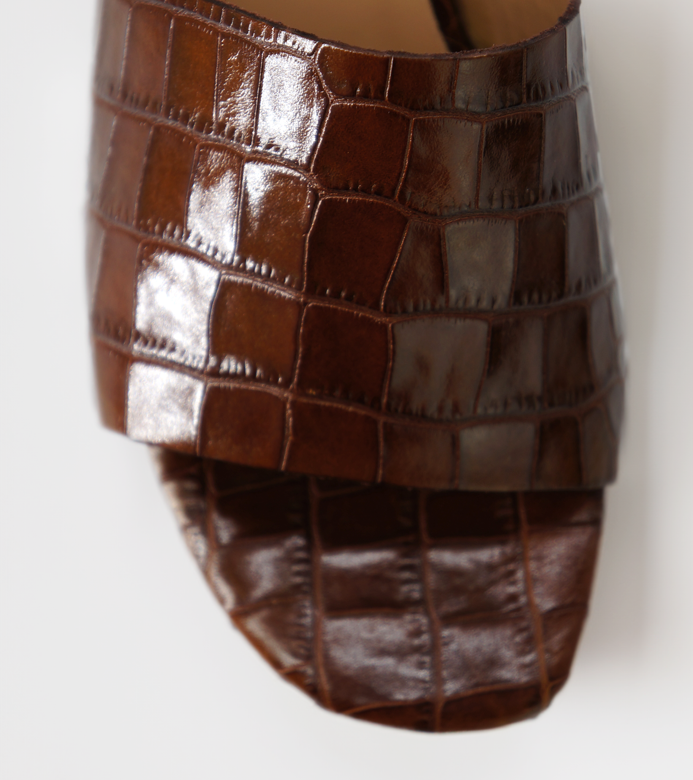 NUR ITALY Stella Croc Block Heel Mules, color, TAN #color_palermo tan