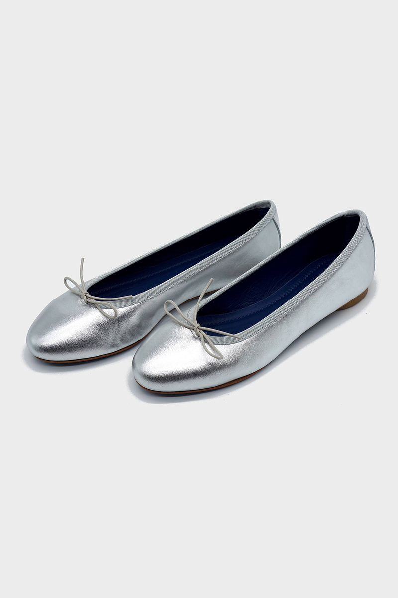 NUR ITALY Renata Metallic Ballerina Flat, color, SILVER #color_napoli silver