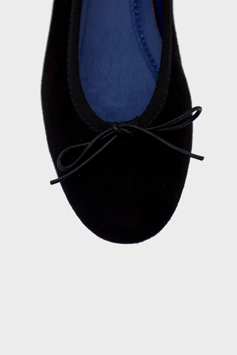 NUR ITALY Renata Suede Ballerina Flat, color, BLACK #color_milano black