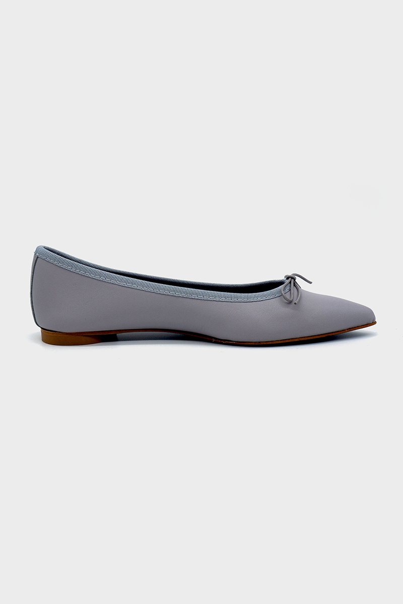 NUR ITALY Isabella Nappa Pointed-Toe Flat, color, GRAY #color_modena iron