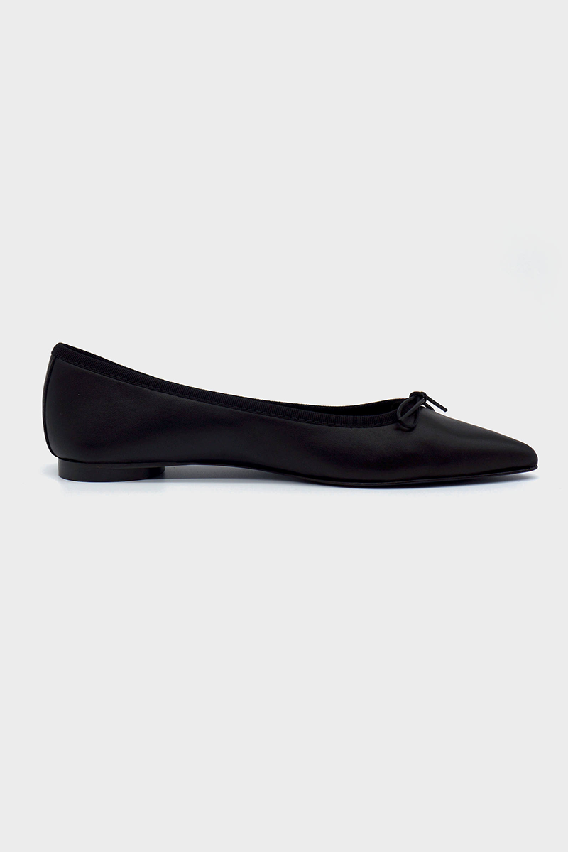 NUR ITALY Isabella Nappa Pointed-Toe Flat, color, BLACK #color_milano black