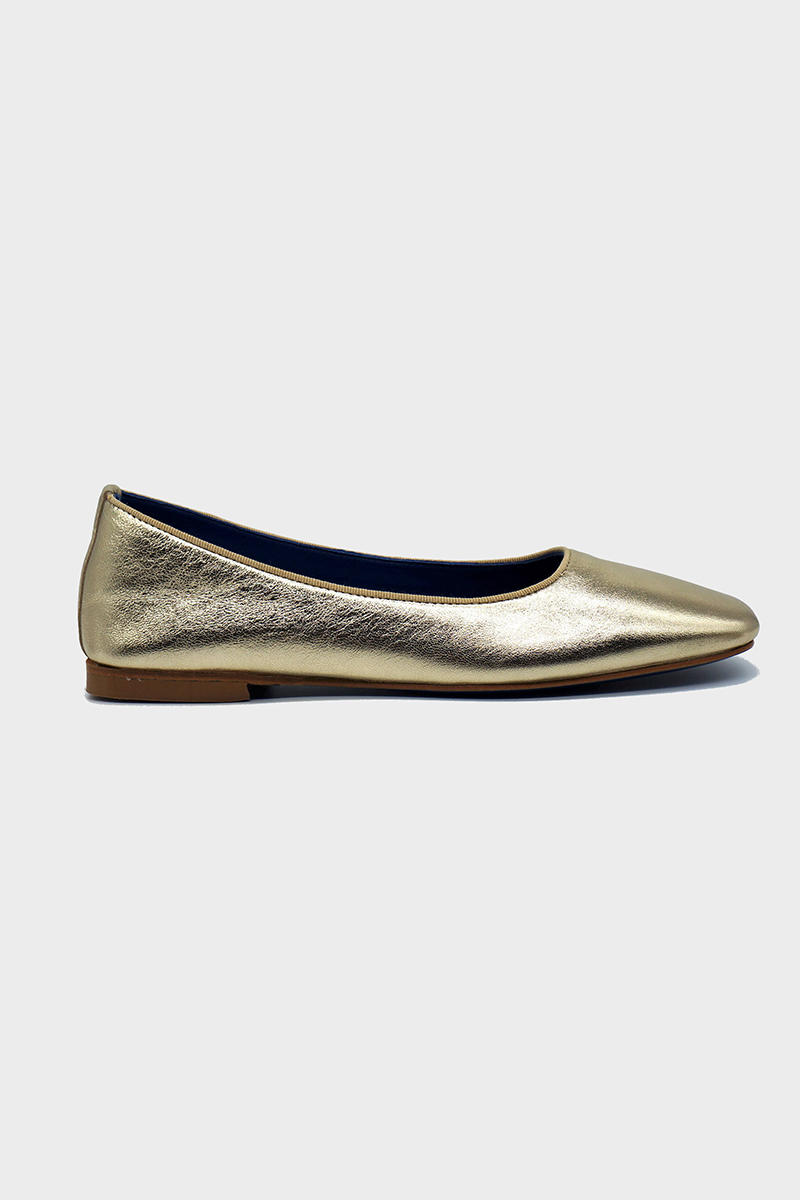 NUR ITALY Giulia Metallic Square-Toe Ballerina Flats, Color, Metallic gold #color_venezia gold