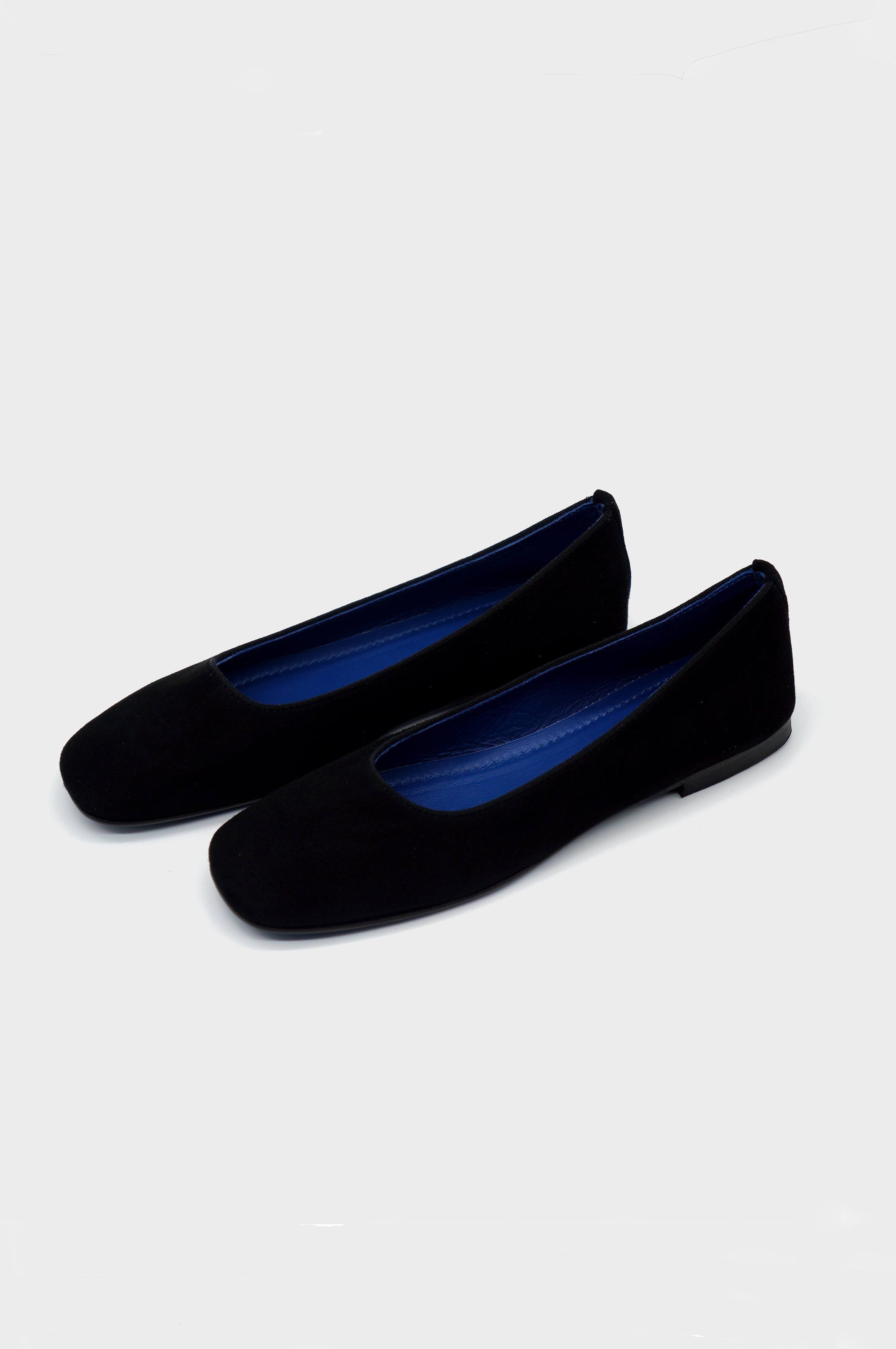 NUR ITALY Giulia Suede Square-Toe Flat, color, BLACK #color_milano black