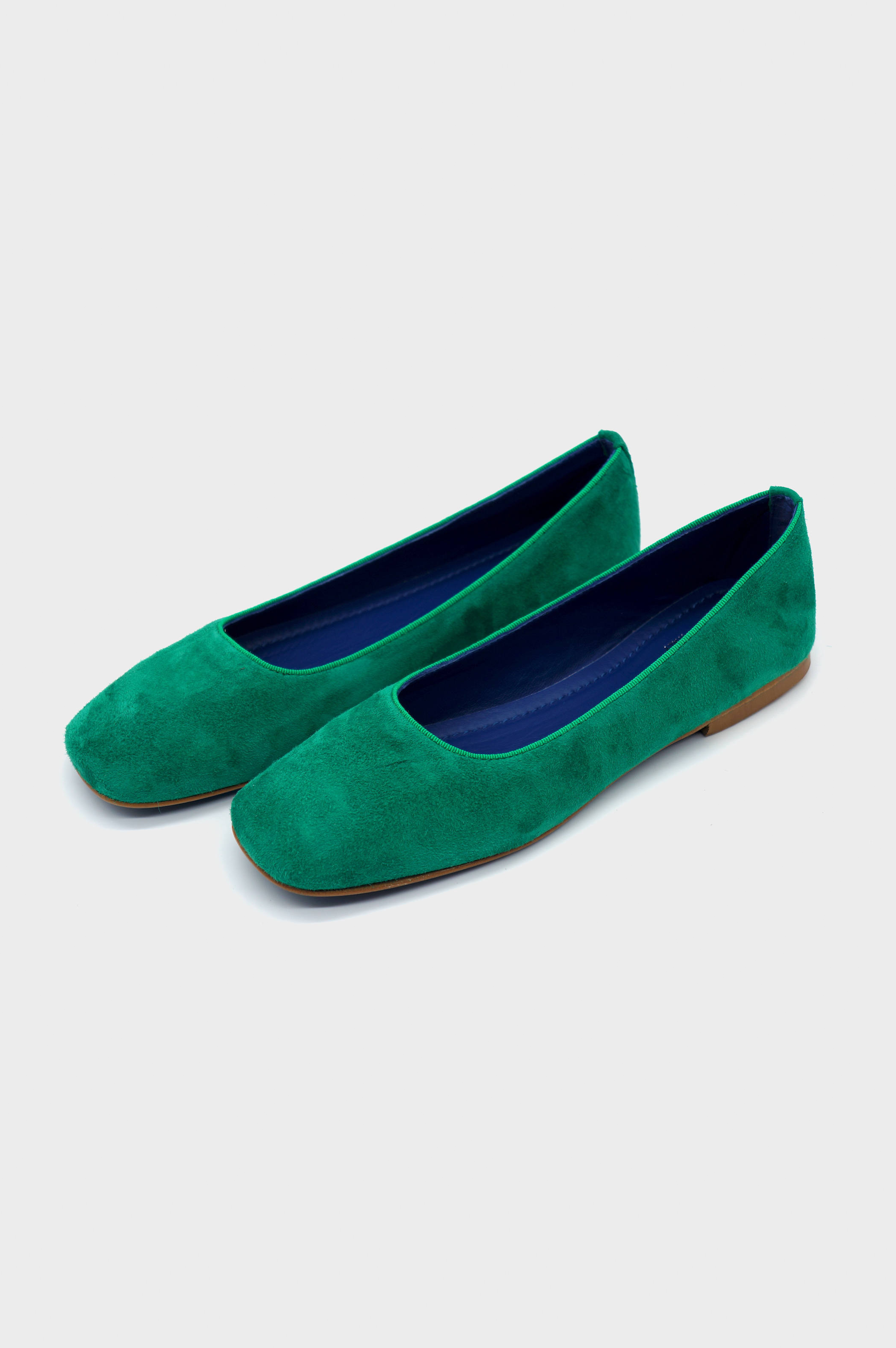 NUR ITALY Giulia Suede Square-Toe Flat, color, EMERALD GREEN #color_torino emerald