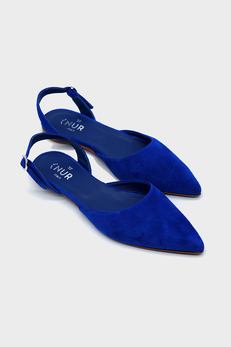 NUR ITALY Sofia Suede Slingback Flat, color, ROYAL BLUE