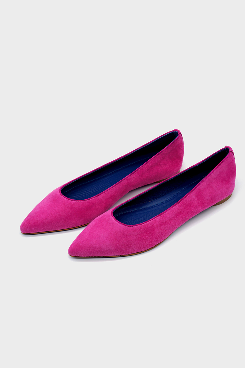 NUR ITALY Margherita Suede Pointed-Toe Flat, color FUCHSIA #color_bari fuchsia