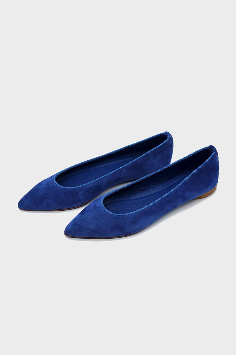 NUR ITALY Margherita Suede Pointed-Toe Flat, color NAVY BLUE #color_perugia navy