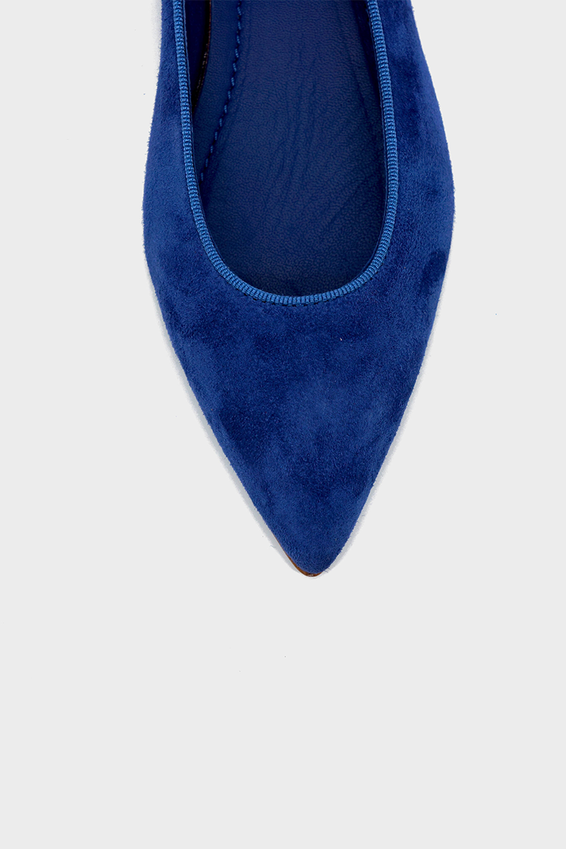 NUR ITALY Margherita Suede Pointed-Toe Flat, color NAVY BLUE #color_perugia navy