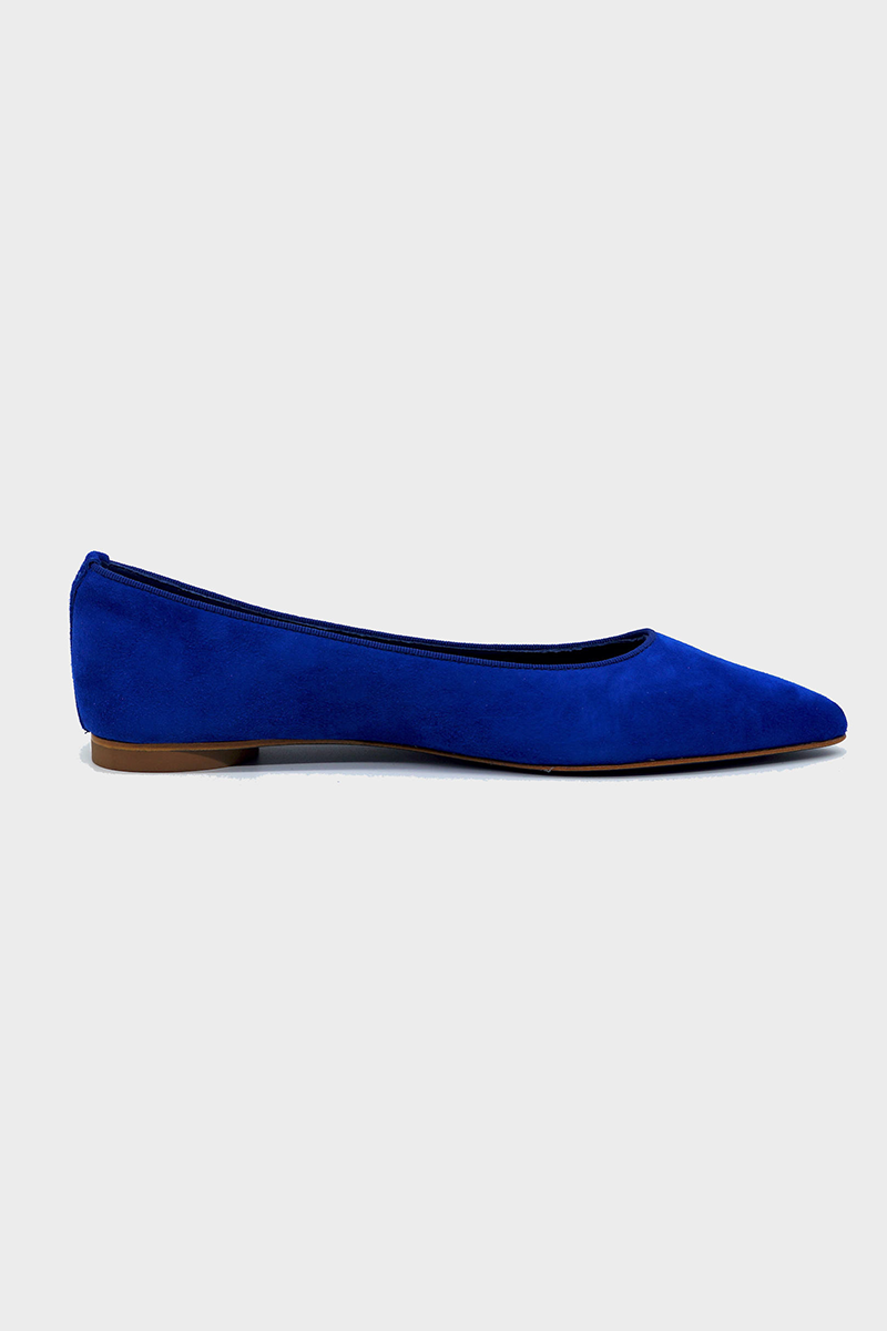 NUR ITALY Margherita Suede Pointed-Toe Flat, color, ROYAL BLUE #color_nur blue