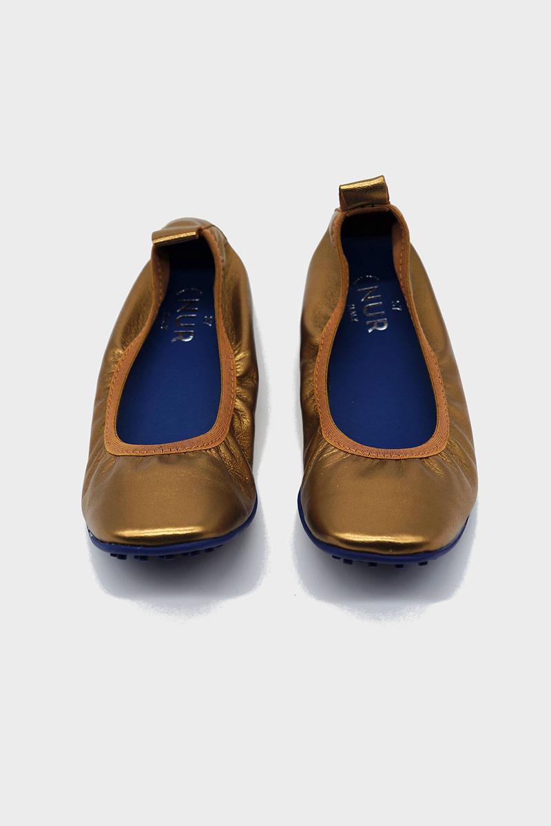 NUR ITALY Valentina Laminato Metallic Foldable Flats, color, BRONZE #color_siena bronze