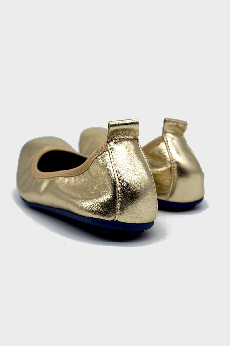 NUR ITALY Valentina Laminato Metallic Foldable Flats, color, GOLD #color_venezia gold