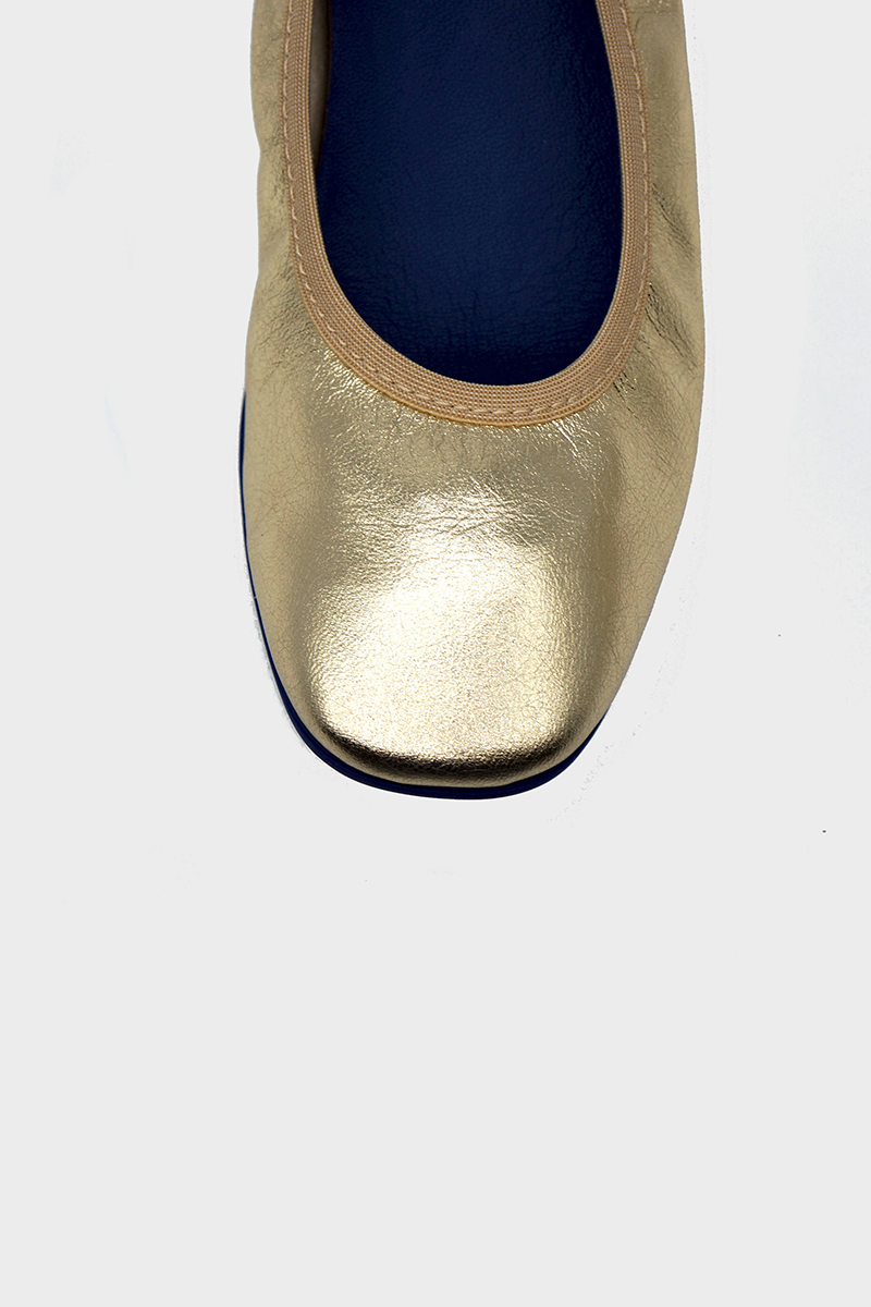 NUR ITALY Valentina Laminato Metallic Foldable Flats, color, GOLD #color_venezia gold
