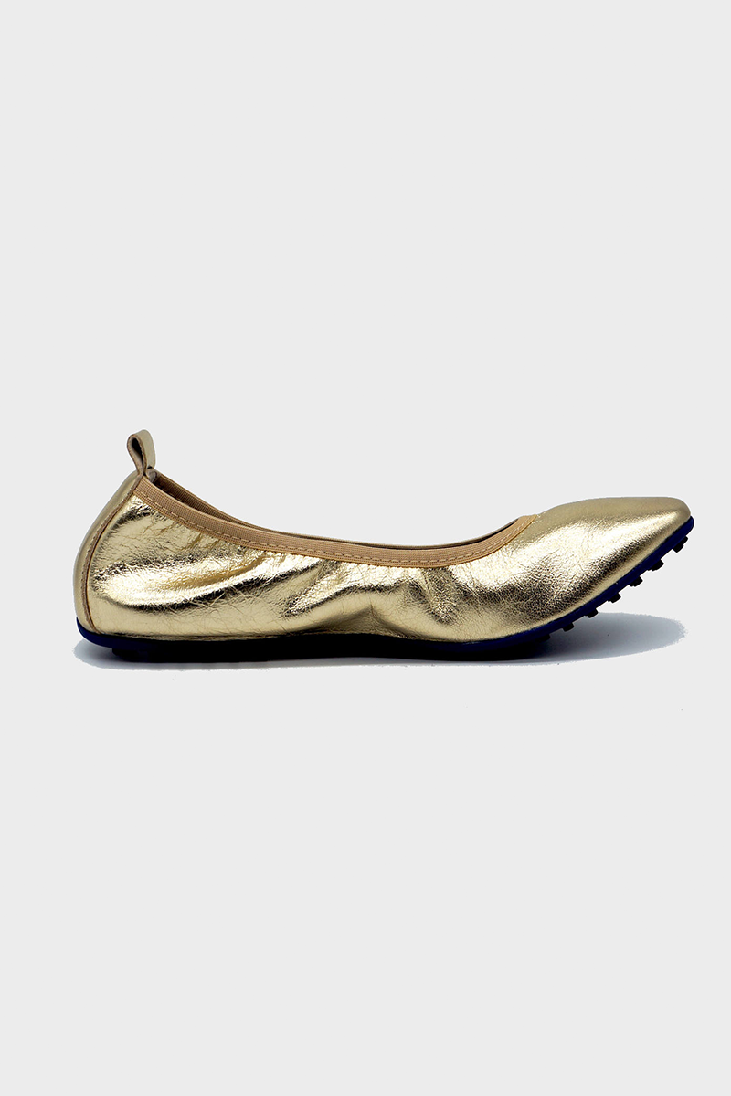 NUR ITALY Valentina Laminato Metallic Foldable Flats, color, GOLD #color_venezia gold