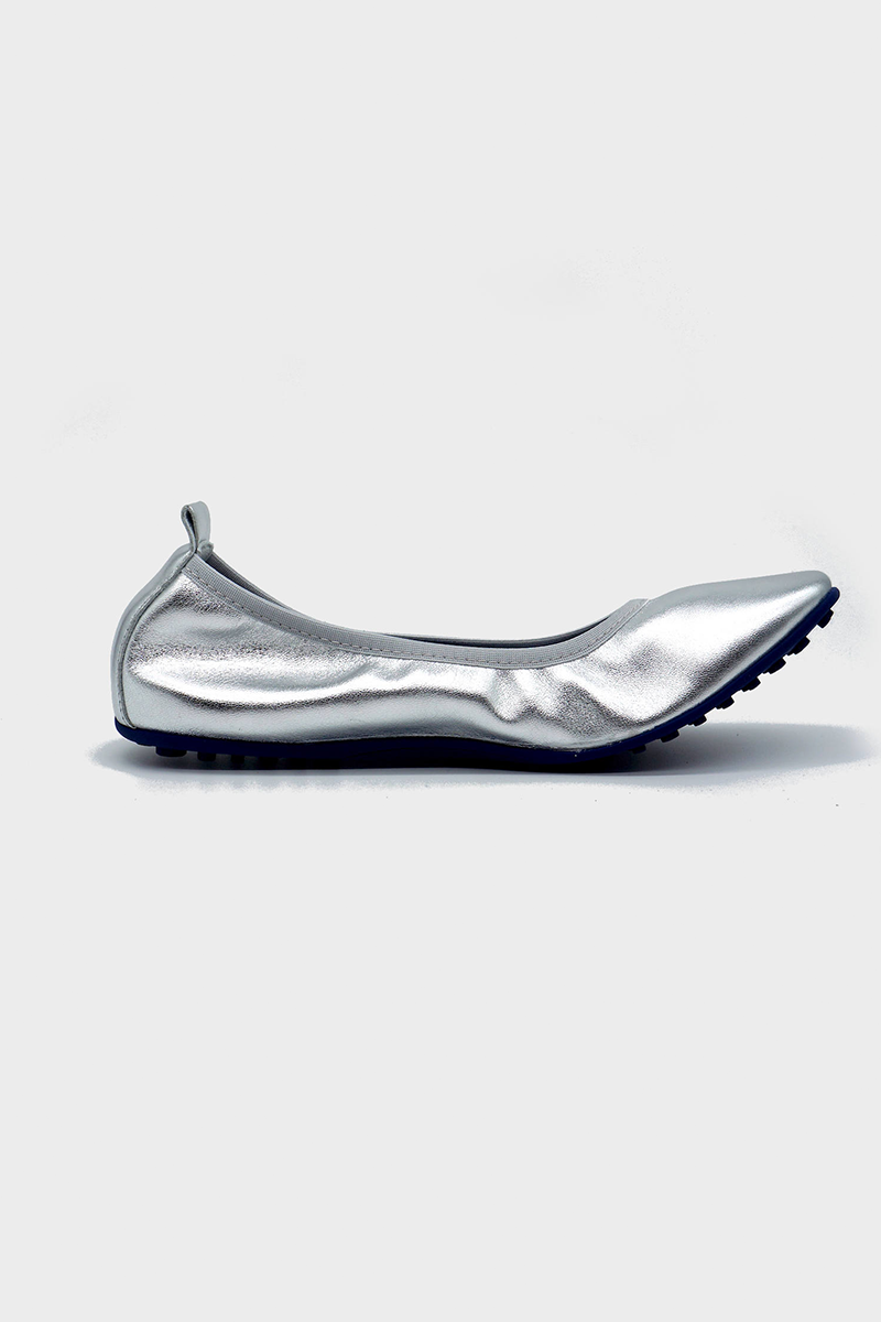 NUR ITALY Valentina Laminato Metallic Foldable Flats, color, SILVER #color_napoli silver