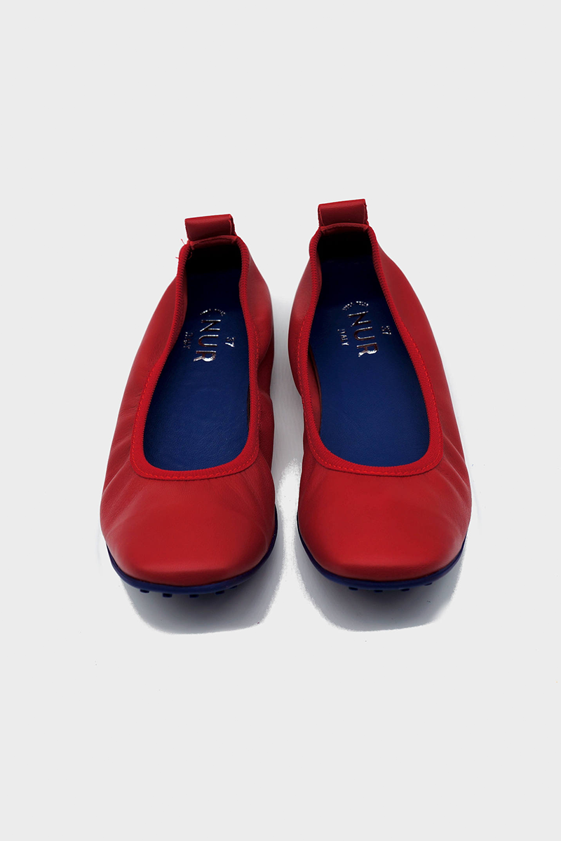 NUR ITALY Valentina Nappa Leather Foldable Flat, color, RED #color_varese fire