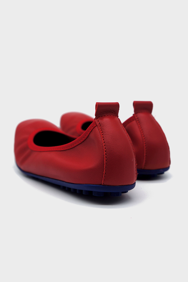 NUR ITALY Valentina Nappa Leather Foldable Flat, color, RED #color_varese fire