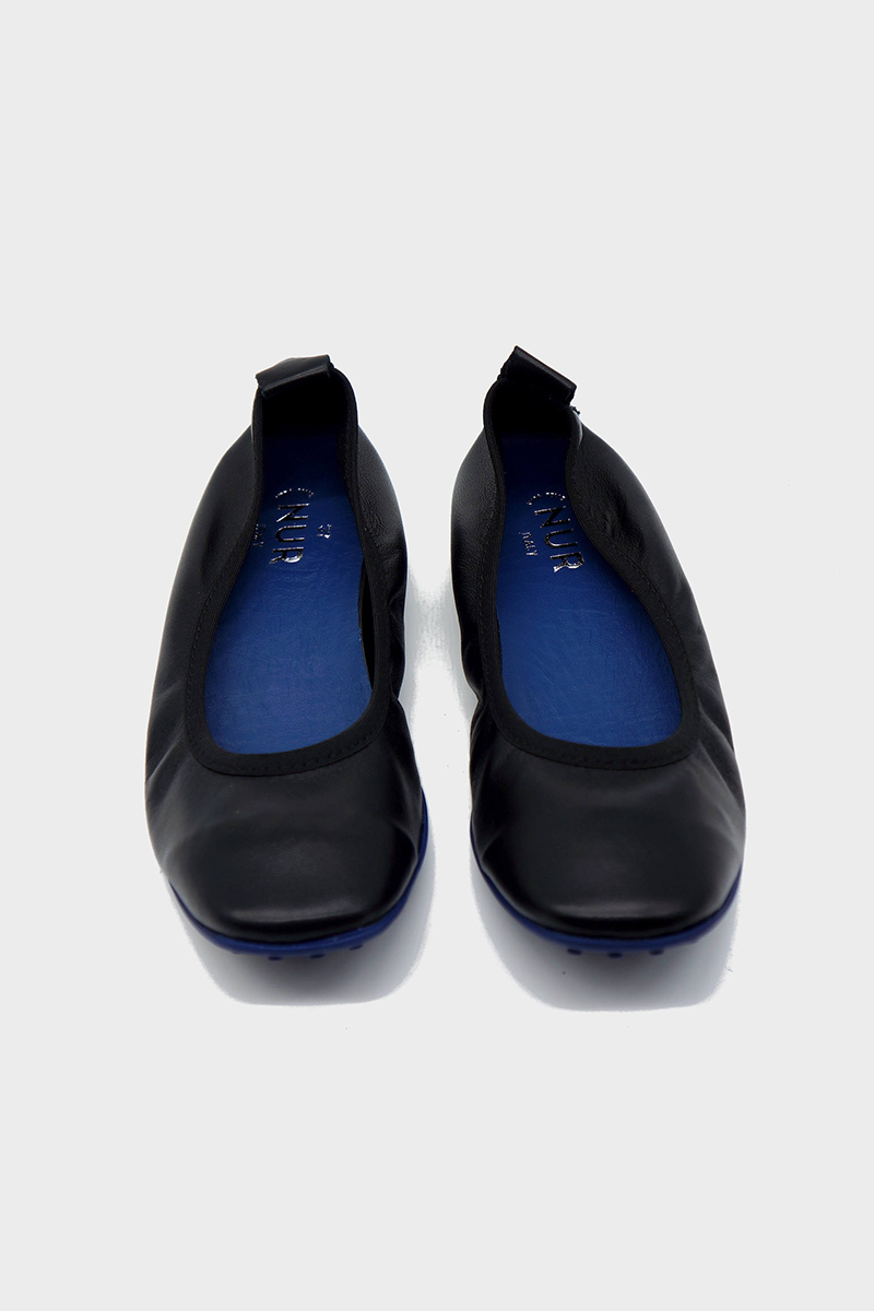 NUR ITALY Valentina Nappa Leather Foldable Flat, color, BLACK #color_milano black