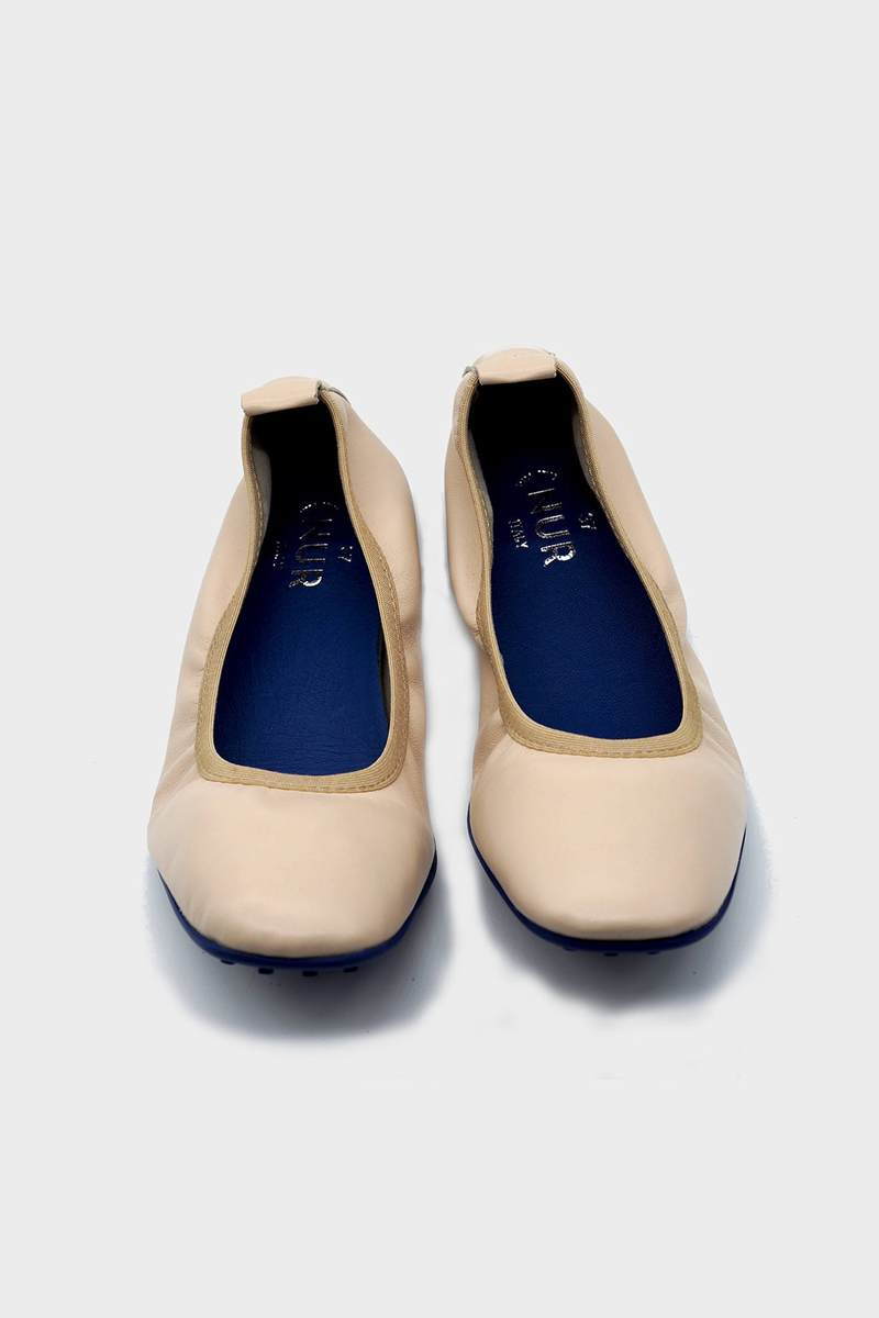 NUR ITALY Valentina Nappa Leather Foldable Flat, color, CREAM #color_pisa cream