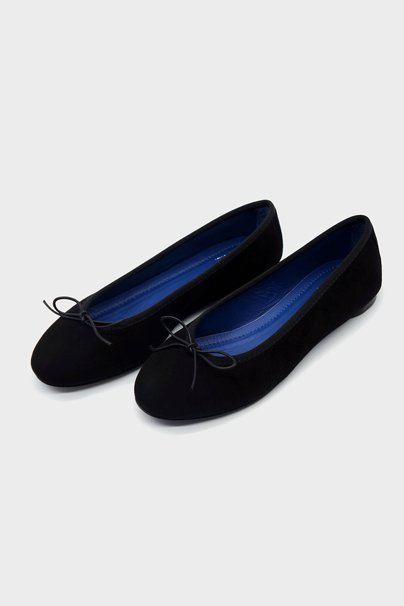 NUR ITALY Renata Suede Ballerina Flat, color, BLACK #color_milano black
