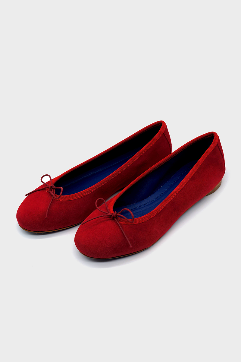 NUR ITALY Renata Suede Ballerina Flat, color, RED #color_varese fire