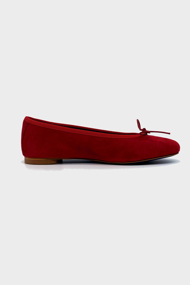 NUR ITALY Renata Suede Ballerina Flat, color, RED #color_varese fire